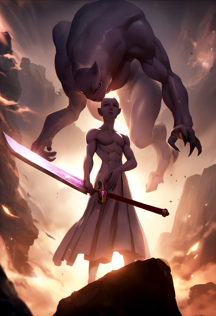 Mewtwo removing the escalibur sword from its base