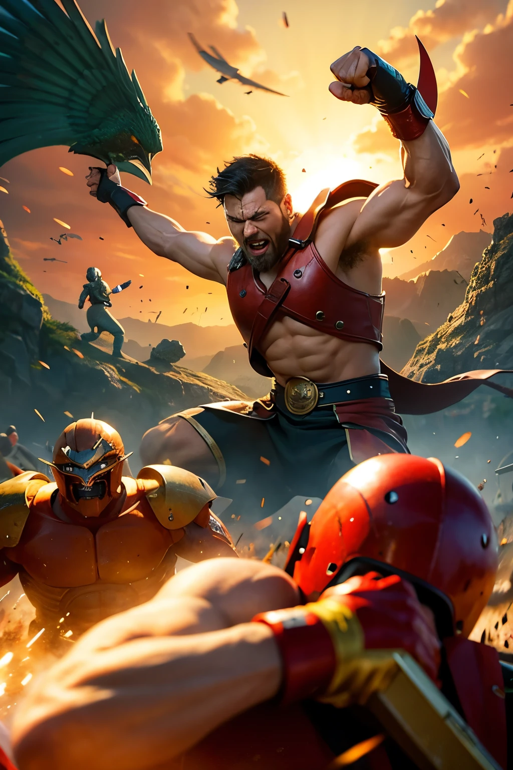 Fighting hard An illustration large crowd company