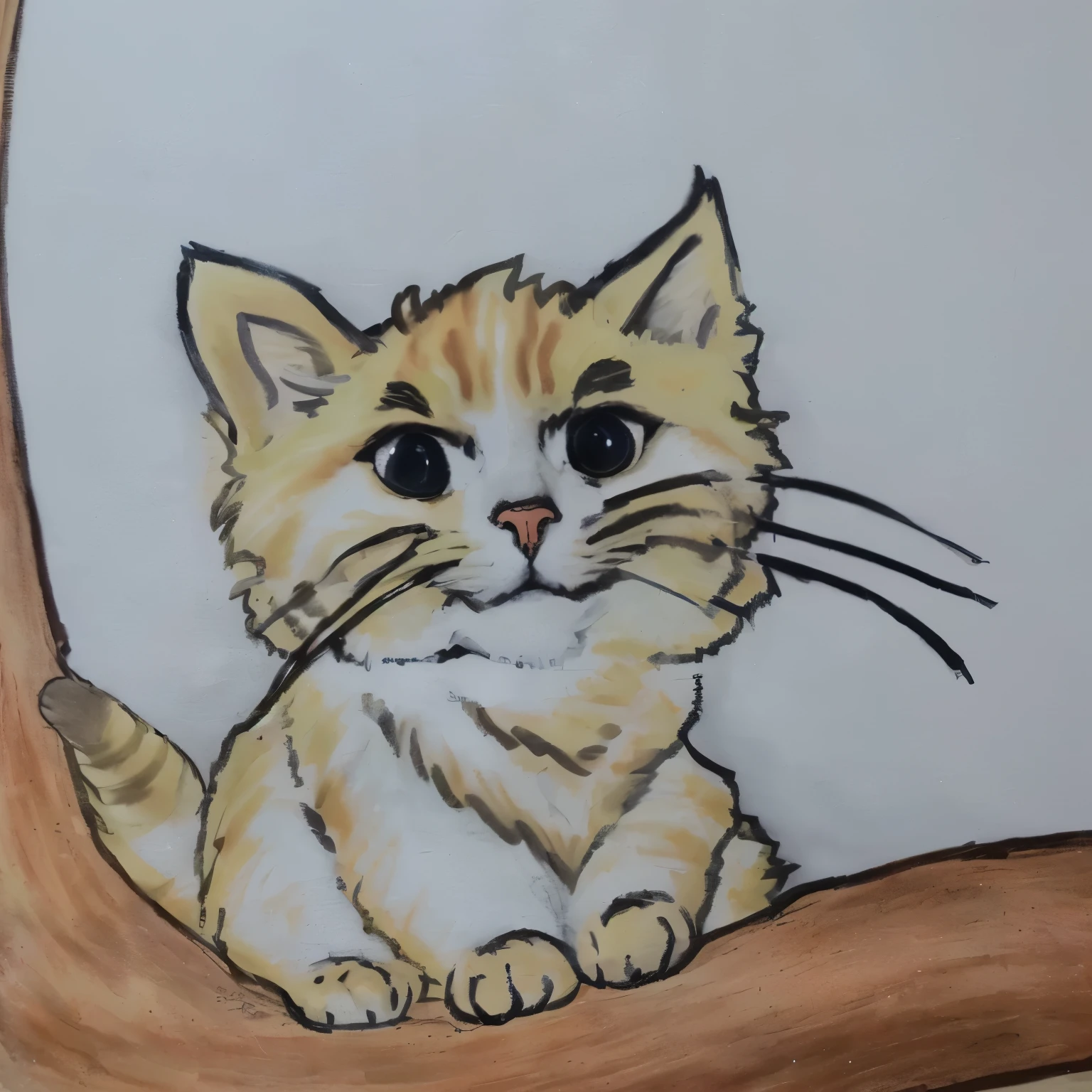 there is a drawing of a cat sitting on a branch, in a pintura de um gato, pintura de um gato, a pintura de um gato, gato detalhado, detalhe adicionado, anthropomorphic cat, illustration of a cat, aquarela e caneta, desenho de gato, um gato fofo, arte iniciante, detalhe extra, retrato de gato, inspirado em E.H. Shepard