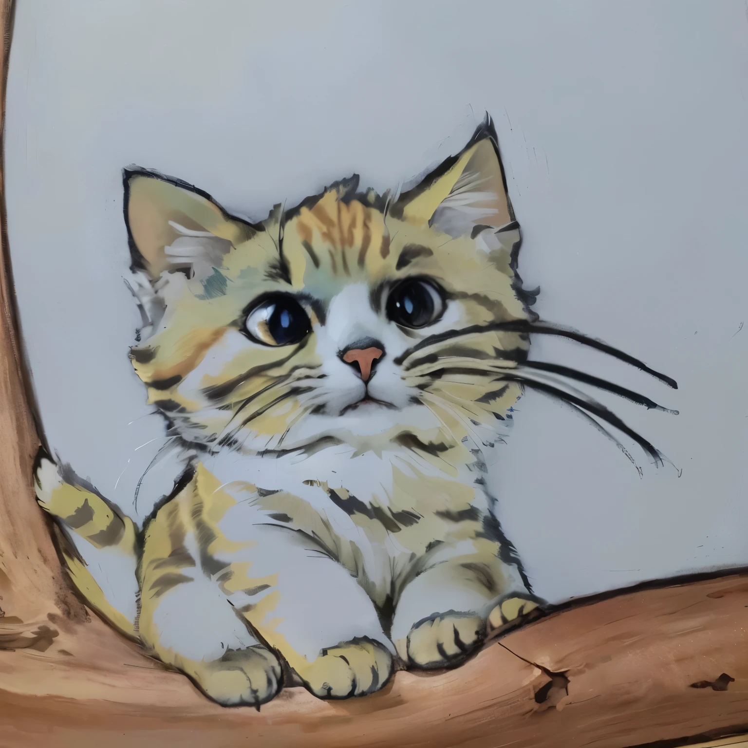 there is a drawing of a cat sitting on a branch, in a pintura de um gato, pintura de um gato, a pintura de um gato, gato detalhado, detalhe adicionado, anthropomorphic cat, illustration of a cat, aquarela e caneta, desenho de gato, um gato fofo, arte iniciante, detalhe extra, retrato de gato, inspirado em E.H. Shepard
