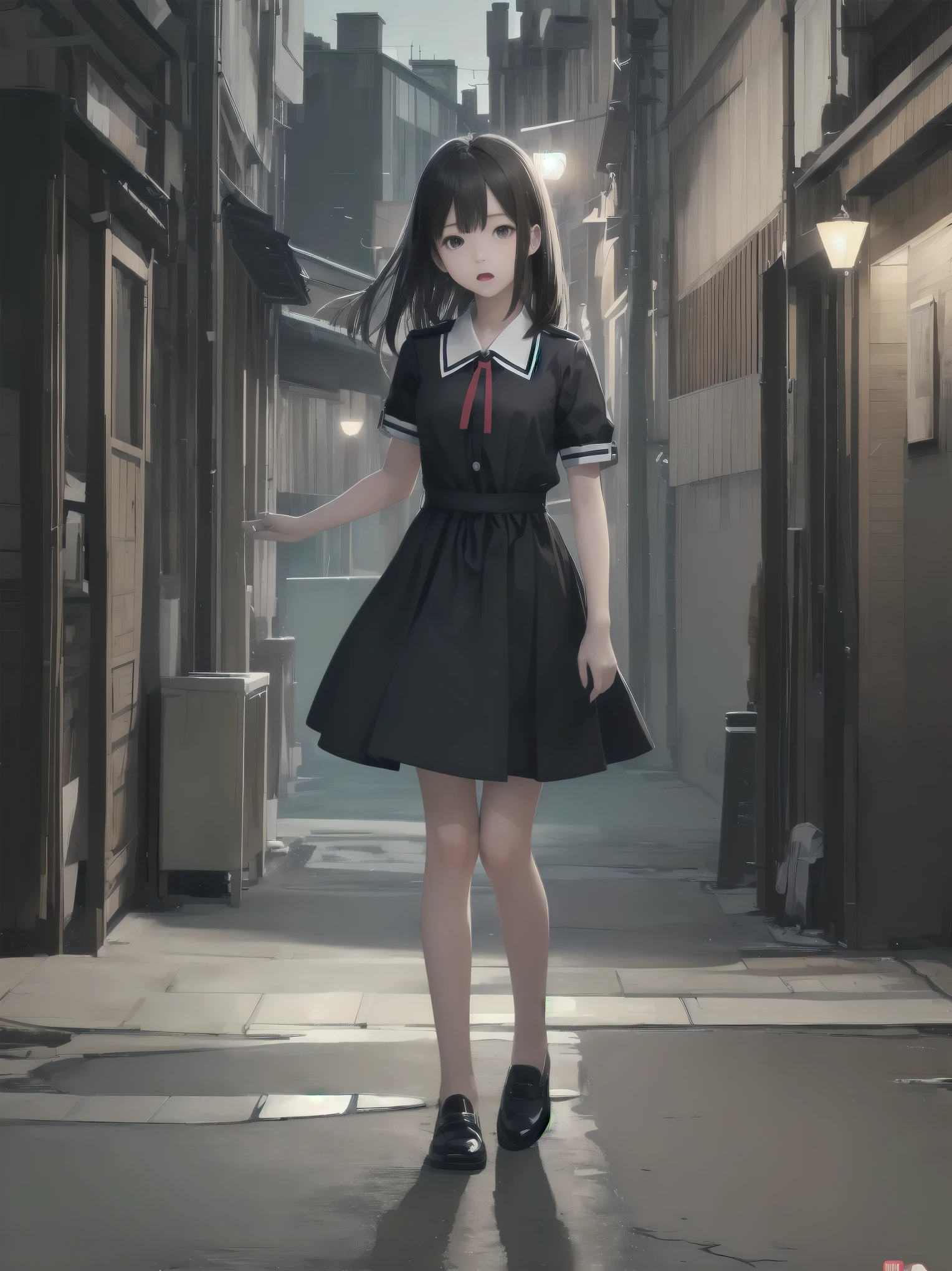 Masterpiece、high quality、high resolution、One girl、solo、uniform, Surprised expression, Standing in the park, At night,Half-body photo, Super detailed, Ultra HD、cute、A shy and shy pose、Capture your subjects at their best with photogravure settings