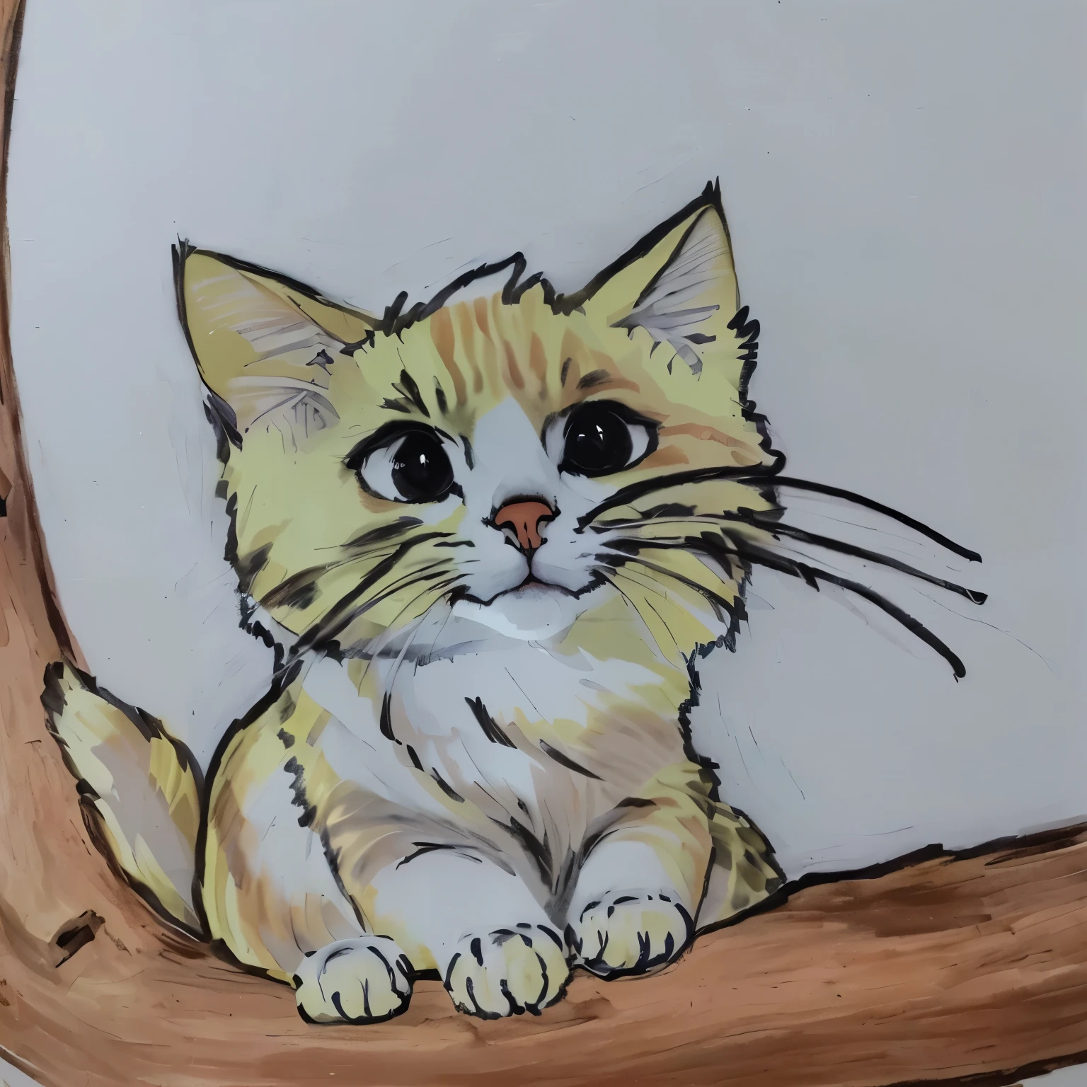 there is a drawing of a cat sitting on a branch, in a pintura de um gato, pintura de um gato, a pintura de um gato, gato detalhado, detalhe adicionado, anthropomorphic cat, illustration of a cat, aquarela e caneta, desenho de gato, um gato fofo, arte iniciante, detalhe extra, retrato de gato, inspirado em E.H. Shepard