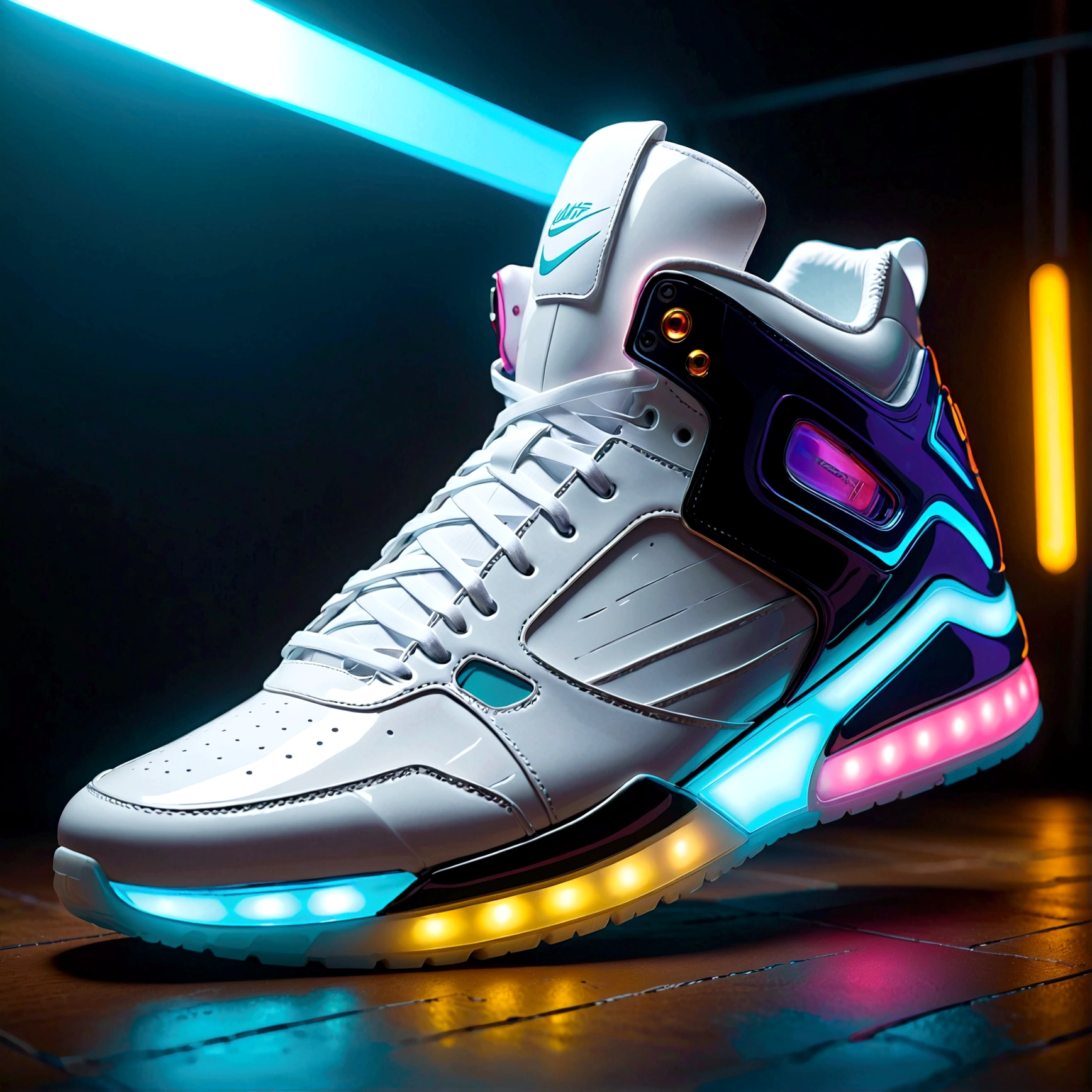 Product photography of futuristic sneakers,masterpiece,8K,Extremely detailed,best quality,