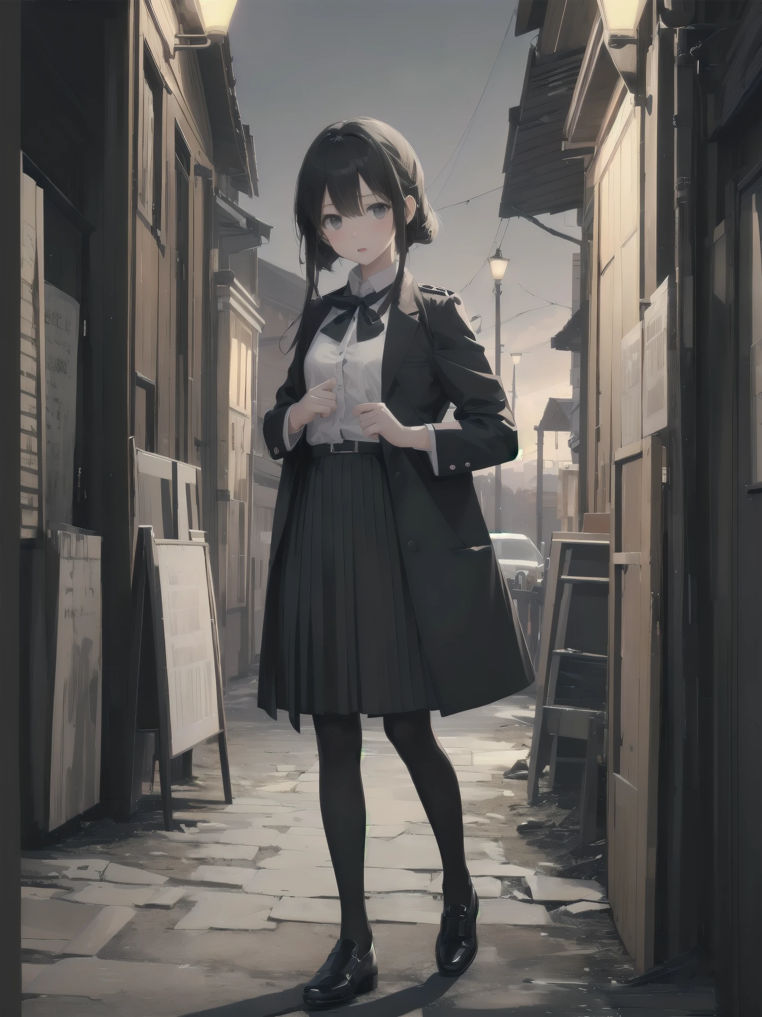 Masterpiece、high quality、high resolution、One girl、solo、uniform, Surprised expression, Standing in the park, At night,Half-body photo, Super detailed, Ultra HD、cute、A shy and shy pose、Capture your subjects at their best with photogravure settings