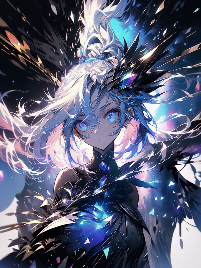 20-year-old girl、wearing a black elegant hat、Rune background、black magician、Wearing a black robe、mesmerize、cute woman、Elegant hairstyle、indigo hair color、Slightly shorter hair、blue eyes、look at the viewer、masterpiece、Best image、