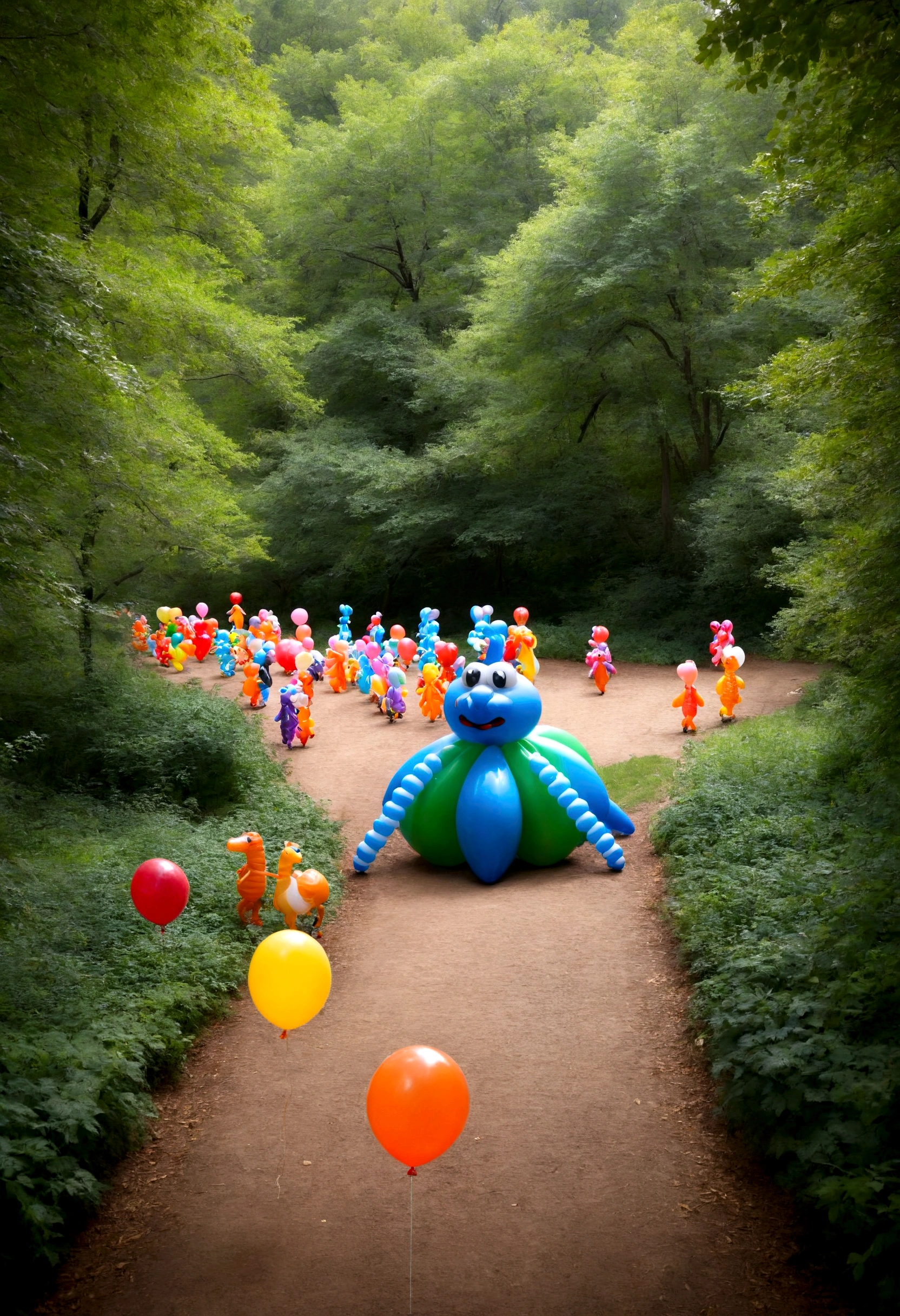 A zoo full of balloon animals. Pretzel people wander the trails looking at the various balloon animals