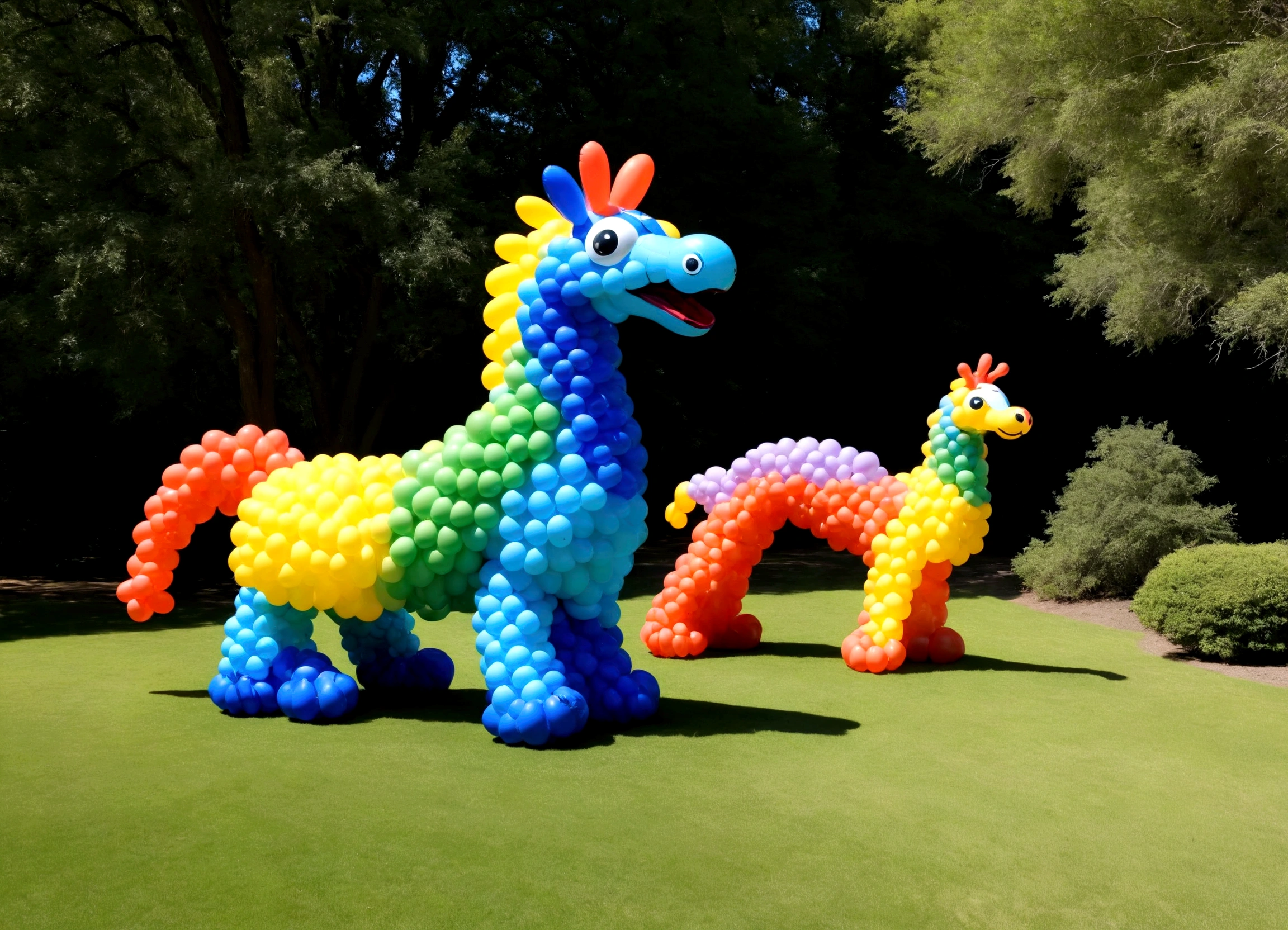 a zoo full of balloon animals, pretzel people wandering the trails, colorful and whimsical balloon animals, cute and playful balloon creatures, vibrant and imaginative balloon zoo, surreal and fantastical balloon animal exhibit, highly detailed and textured balloon animals, dynamic and lively balloon animal enclosures, (best quality,4k,8k,highres,masterpiece:1.2),ultra-detailed,(realistic,photorealistic,photo-realistic:1.37),3D render,hyperrealistic,vivid colors,soft lighting,magical,dreamlike,quirky,playful,imaginative