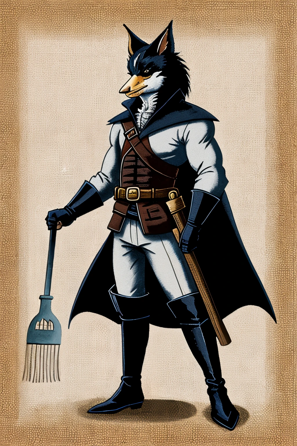Dibuja un zorro disfrazado de gallina, dentro de un gallinero