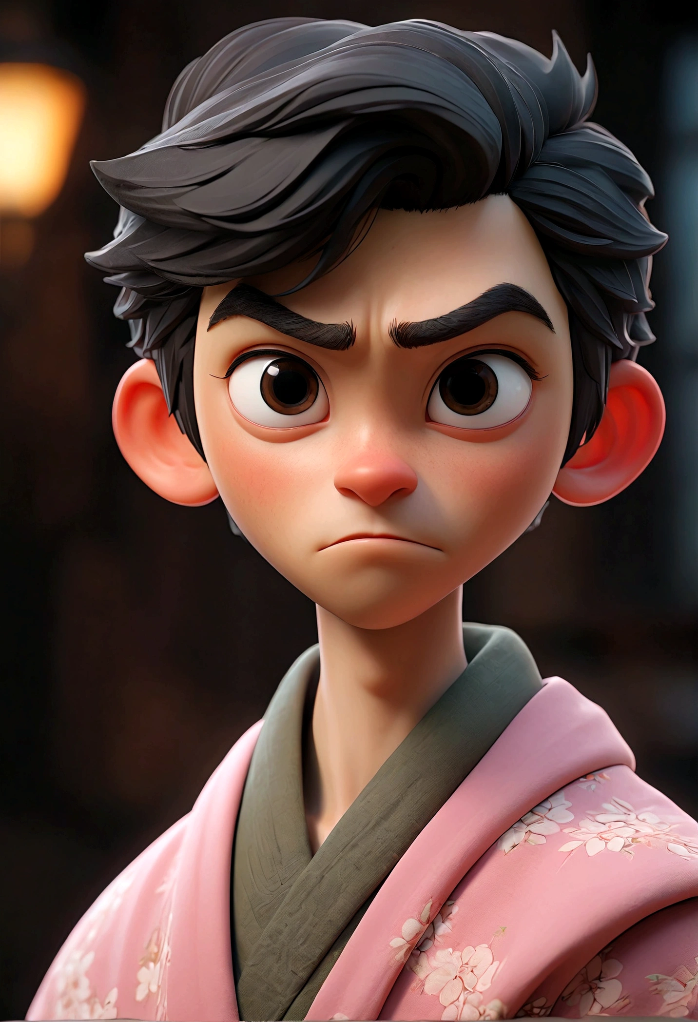 a cute japanese boy with short black medium hair, beard, wearing a pink shirt, (best quality,4k,8k,highres,masterpiece:1.2),ultra-detailed,(realistic,photorealistic,photo-realistic:1.37),detailed facial features,extremely detailed eyes and face,longeyelashes,realistic skin texture,natural lighting,warm color palette,intricate details,ambient occlusion,realistic fabric folds,soft shadows,3d render,studio lighting,digital painting
