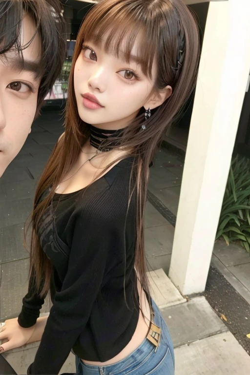 hay un hombre y una mujer que posan para una foto, Jennie blackpink, chiho, Jungkook, el corte de hime, 19 year old girl, ilya kuvshinov con cabello largo, con cabello largo, misa amane *, 1 8 son, anime chica tailandesa