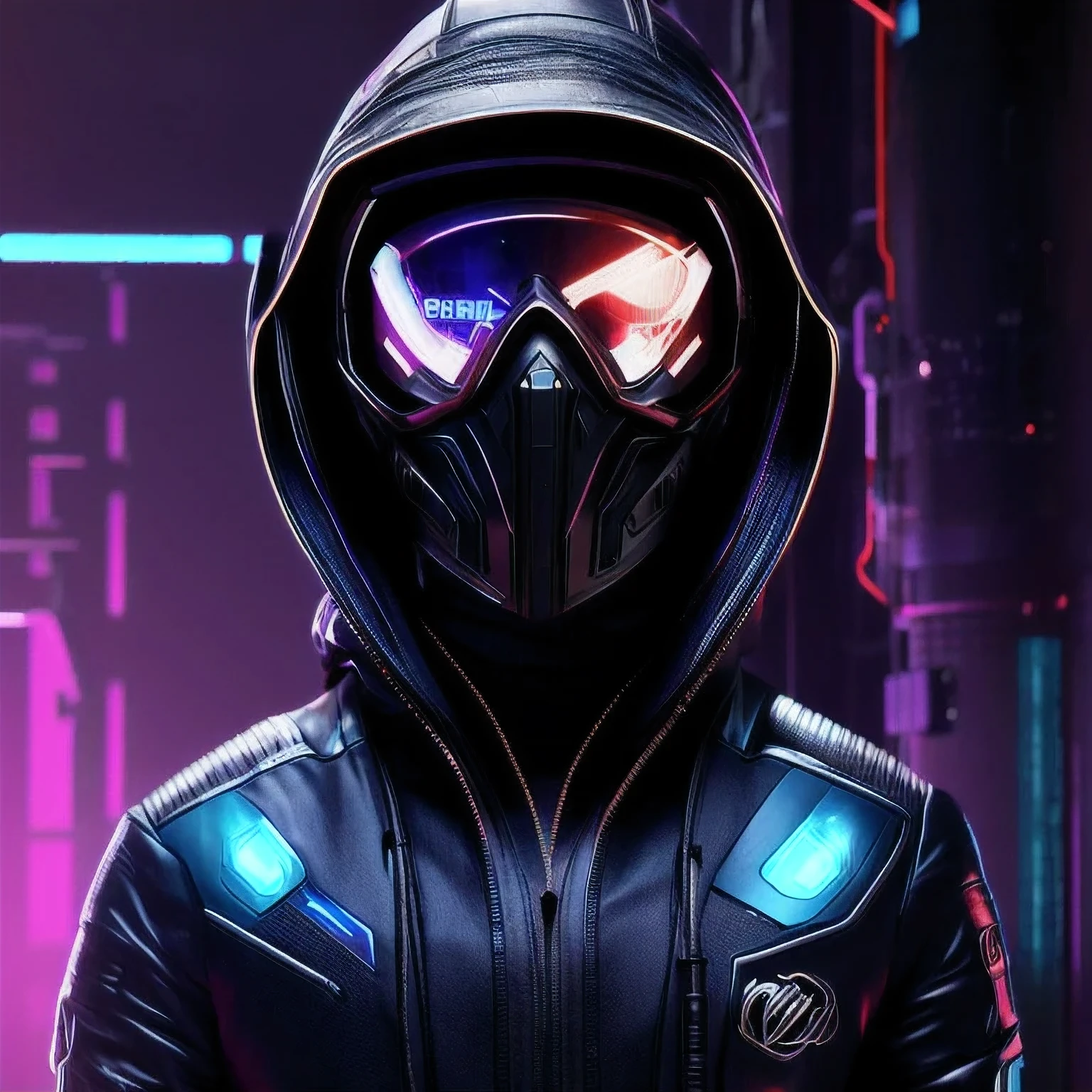 a close up of a person in a hoodedie standing in front of a clock, techwear occultist, dystopian sci-fi character, epic scifi character art, dark cyberpunk illustration, dark high-contrast concept art, dark futuristic, symmetric concept art, dark hooded wraith, epic sci - fi character art, epic sci-fi character art