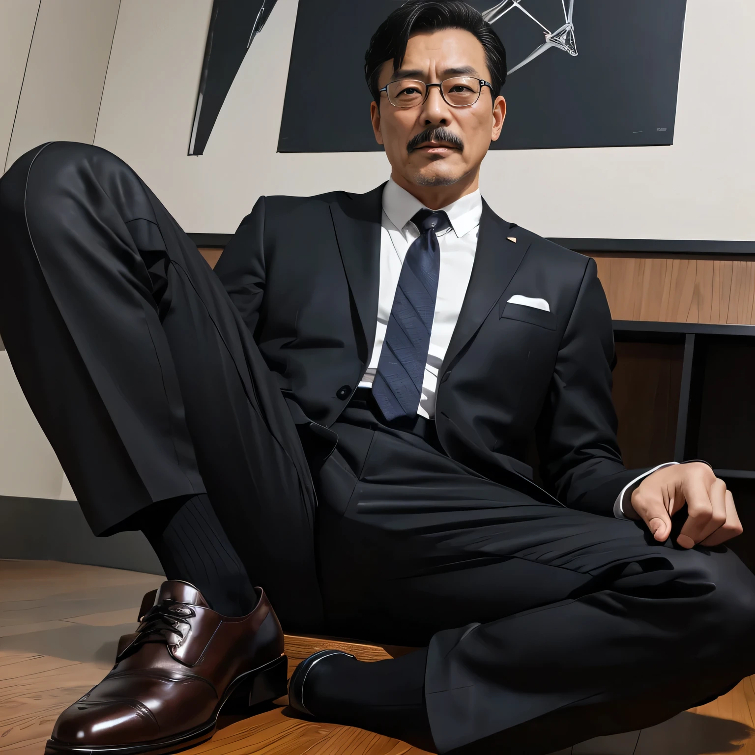 55 years old,Kogoro Mori,uncle,,Convex,in office,Wear black socks,anti-slip leather shoes,White liquid on leather shoes,beard,toughness,Drooling in the mouth,HD,artwork,Charming and sexy expression pose,full of enjoyment,Very shy,exposed,Spread your legs and straighten them,Wear a suit,Trousers,A large protrusion with masculine characteristics,Wear black socks,The crotch has columnar protrusions,God'view,Take off your pants,Sexy lingerie lace,Floor perspective, Ecstasy expression/gender(milky, Translucent mucus in the abdomen and chest)