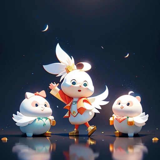 Cartoon 3D Egret,Fat into a ball,Q version,cute,Mini figure,Big head and light feet,Color appearance,Happy expression,Best picture quality,Higher quality,High Detail,Ultra-high resolution,8K resolution,masterpiece