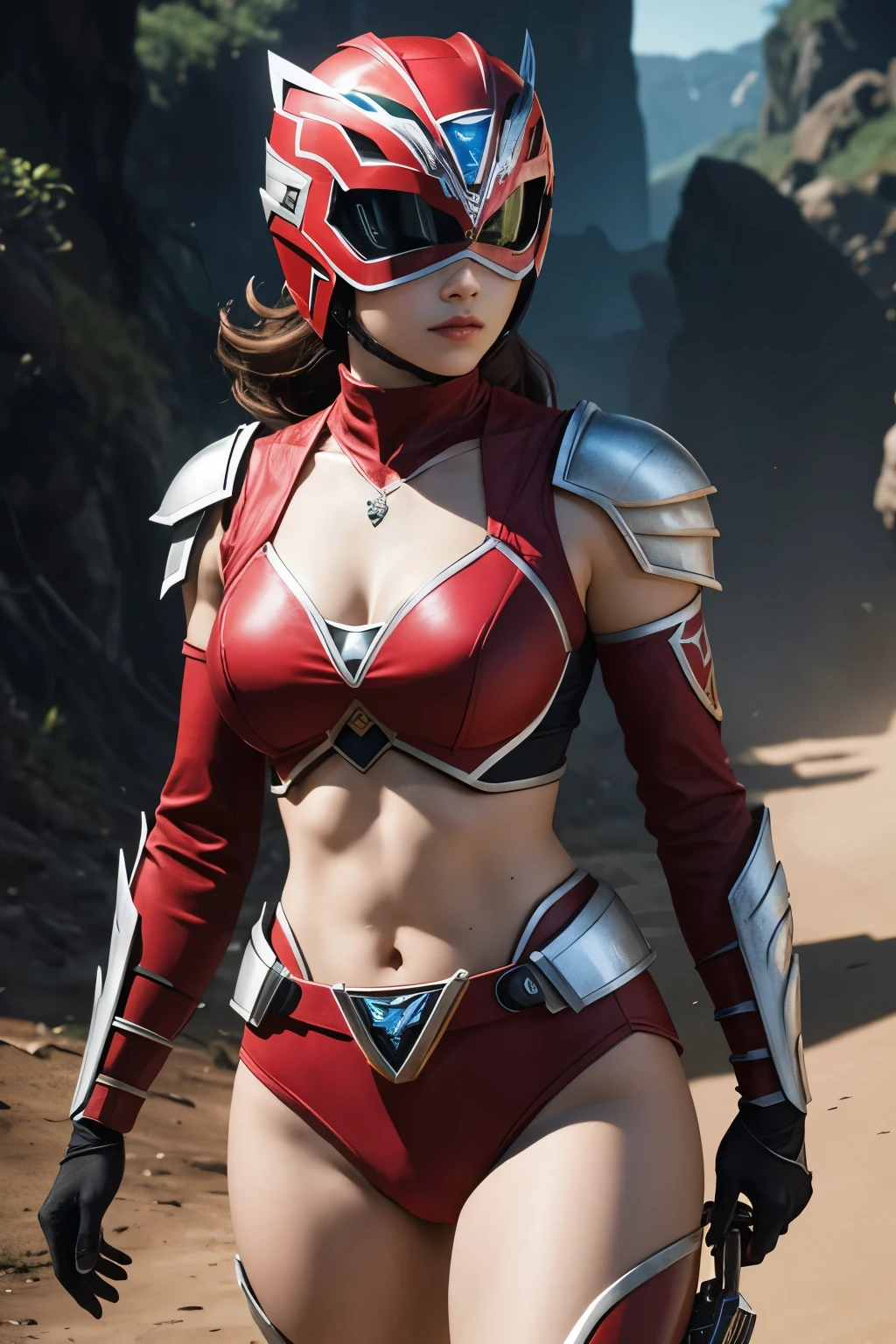 Faça Scarlet Johnson. Ela esta com uma armadura de power ranger. Sem o capacete.