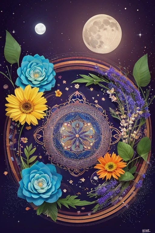 Mandala、Flowers, Birds, Wind and Moon、beautiful、Round、Fantasy、