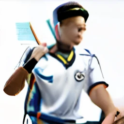Seorang laki laki umur 35 tahun dari Indonesia, sedang duduk sambil memakai baju bola terbaru Jerman. Pemuda itu mengangkat jempolnya sambil tersenyum. Rambut pemuda itu buzz cut . Background putih polos. 3D Realistis, HD 8K