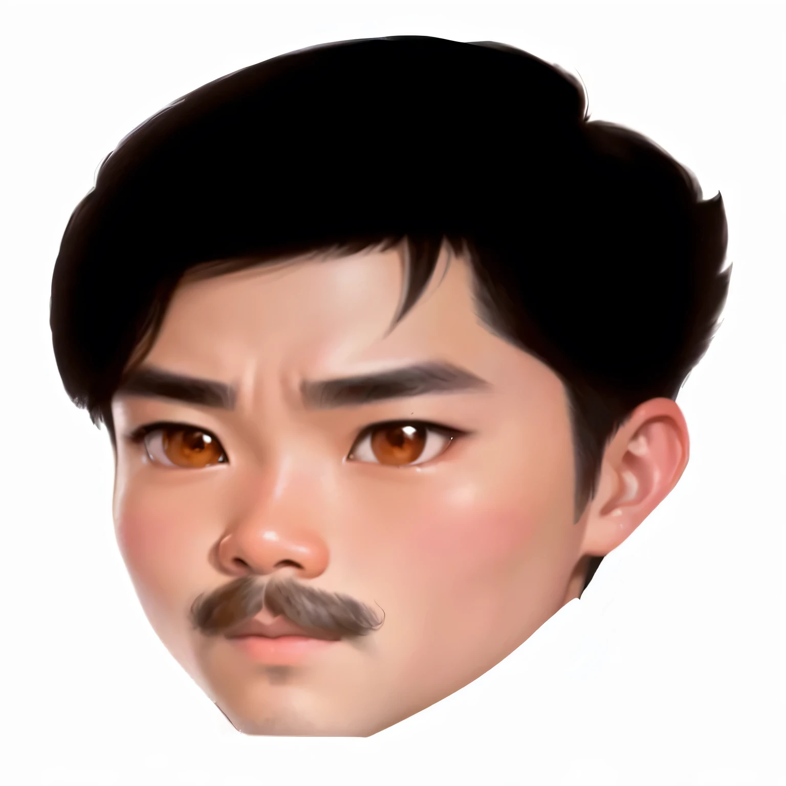 a close up of a cartoon of a man with a mustache, asian face, made with anime painter studio, detailed face of a asian boy, 2d portrait, highly_detailed_face!!!, south east asian with round face, with very highly detailed face, painted in anime painter studio, face anime portrait, realistically rendered face, asian male, digital portrait