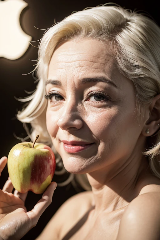 Create an artistic image that celebrates beauty, the grace and dignity of 80-year-old women. The image should highlight your elegance and wisdom, conveying a sense of respect and appreciation for old age. and she has to be holding a banana
