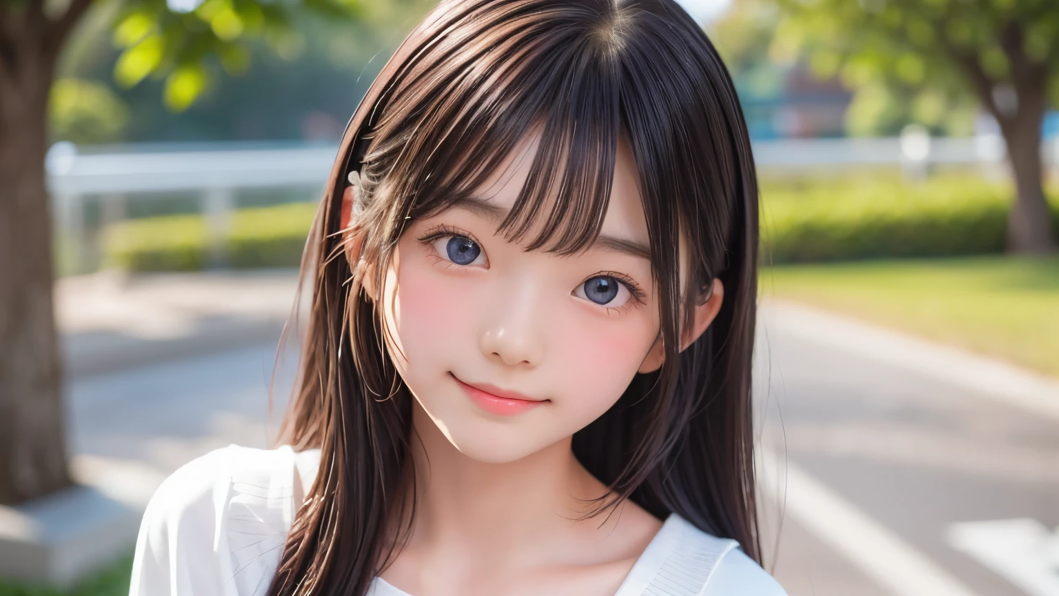 ((detailed face, cute face)), masterpiece, highest quality, One girl, alone, , Quarter Japanese, Blonde Hair, Long Hair, Purple eyes, Side-parted bangs, Short bangs, smile, Medium chest, Play sports often, Bloomers, Outdoor, Athletics, Conceit