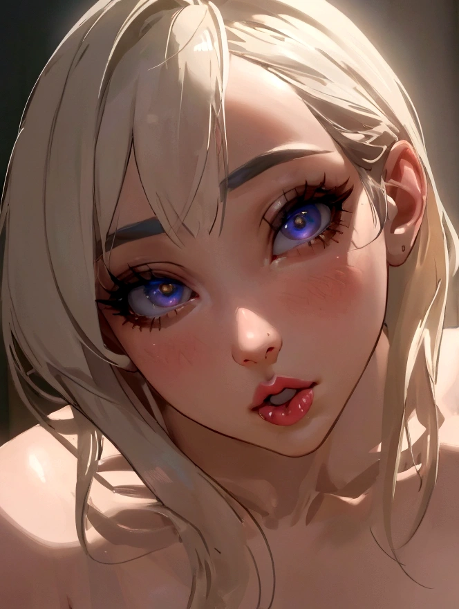 (nsfw),masterpiece,ultra detailed,sharp focus,hyperrealistic, [ 4 k digital art ]!!,(tanned skin gyaru),seductive anime female,mature beautiful face,mature female lying on back,face focus,light brown hair,open mouth,kissing,drooling,trembling,surprised and suffering,from above,look at viewer