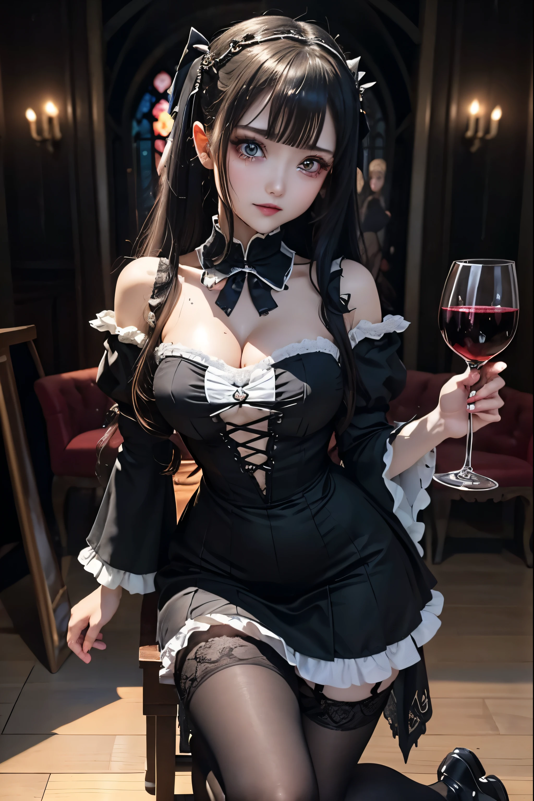 Hard Dark Gothic Makeup、Black dark eyeshadow、sad、Good skin radiance、Dark Gothicメイク、Dark smile、palace、The beauty of fragrance、24-years-old、Expression of intense sexual pleasure、Embarrassed look、Dark Gothic、highest quality、Expression of sexual pleasure amid suffering、Drunk face、紫のMaid clothes、Mysterious、Noble、The face of someone holding it in the toilet、sexy、Loving smile、Twin tail hair、Right blue eye, Left eye is red、Super tempting pose、Platform Heel Shoes、Heavy makeup、Gothic ta clothes、Silver Hair、Long Hair Straight Hair、Cute Gothic Loliress、Beautiful Face、elegant features、Attractive face、Stained glass is the background、Chest glistening with sweat、The room is dark、goth long dress、Bell Sleeves、Wizard Sleeve、Decadent look、Sexually excited expression、Glossy thighs wet with water、Thighs that are wet and shiny with oil、Background of a room full of roses、sad expression、Rose Maiden、The embroidery is pink、The dress has pink embroidery.、Thigh-high socks、Knee-high socks、Gentle expression、Dark black eyeshadow、Stained glass and rose background、thighs are a little thin、Female Duo、Female couple、dark church background、Stained glass、Black metal world、Dark Castle、Dark Room、Slender body、gothic long dress、Victorian dress、Her thighs are shining with sweat、My body is wet and shiny、Lots of glitter on the thighs、sweating、My thighs are sticky from sweating、Sweat glistening on my thighs, The whole body is sweaty and shiny、I sweated a lot.、My thighs are sweaty、My thighs are wet、My thighs are shining with sweat、A lot of sweat glistening all over the body、Small breasts、upright、Are standing、Hold the wine in your right hand、Hold the lantern in your left hand、pantyhose、Dynamic Angle、