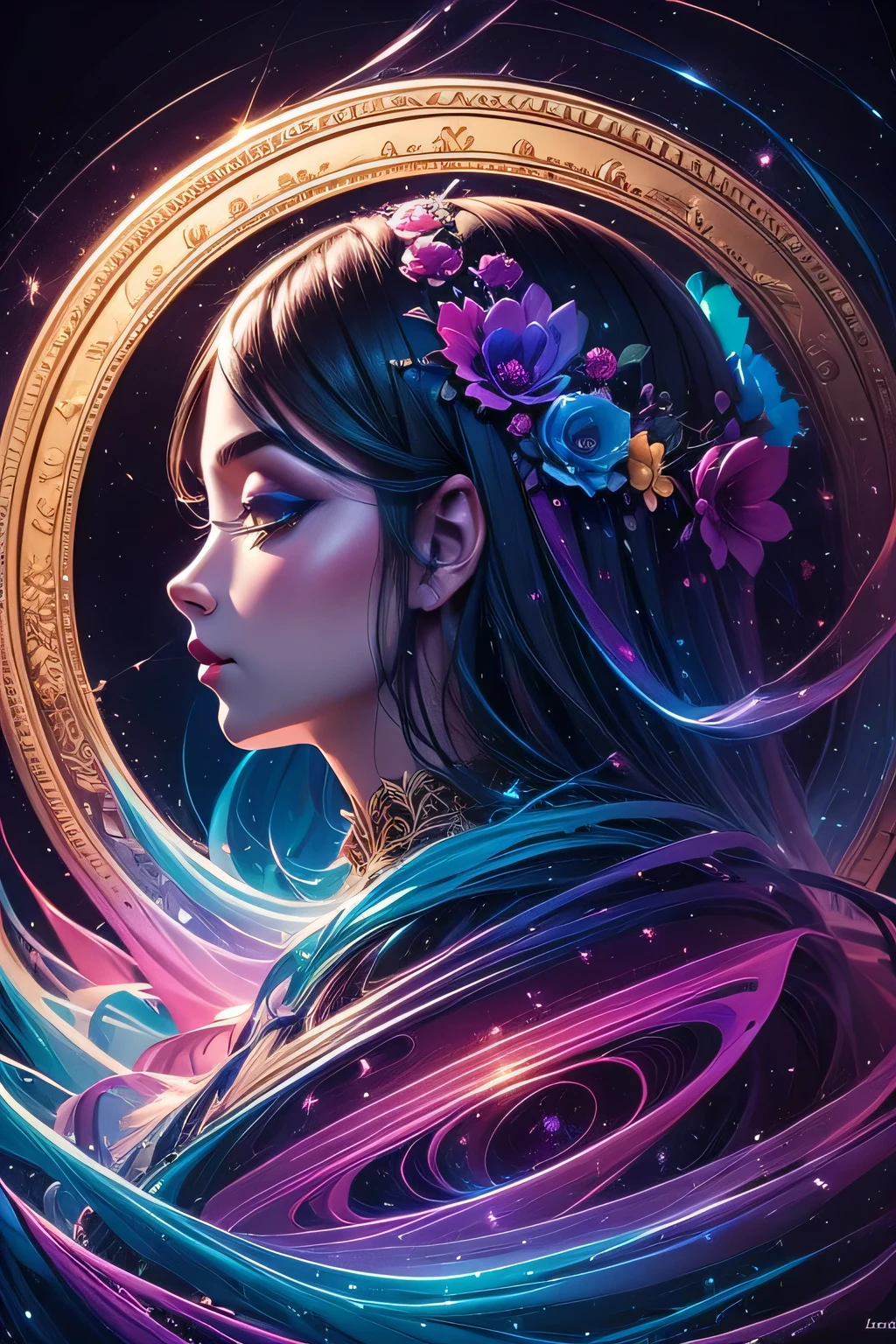 Create a unique painting inspired by 'Celestial Dreams',' blending cosmic imagery and dreamscapes into a surreal masterpiece