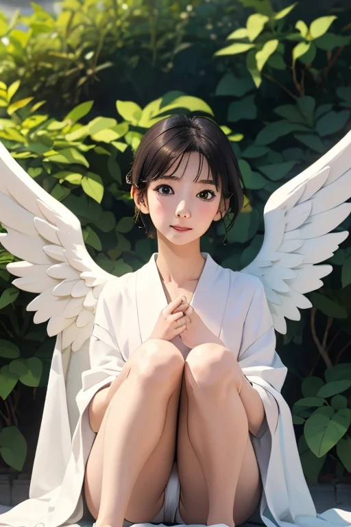 (masterpiece, highest quality), Cute single girl、Cute Girls、Cute angel:1.5、White Robe、It has wings、head to waste、