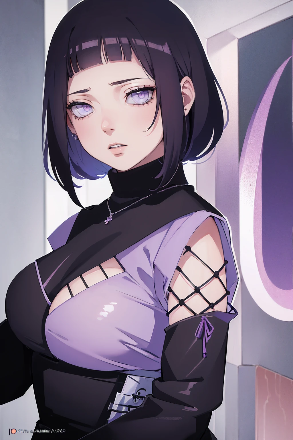 Made, absurderes, Hinata\(Boruto\), 1girll, Solo,Mature female, view the viewer,Perfectcomposition, Detailed lips, big breast, Beautiful face, body propotion, Blush, (Pink lips), Long hair, Purple eyes, Soft gaze, Sad smile, Super realistic, Detailed, photoshoot, Realistick faces and bodies,(Wearing a nurse's uniform,Wear a nurse's headdress,Long tube suspenders black stockings),(perspire,Sweat a lot,Blushlush,Be red in the face,There was a lot of sweat on my face,Blushlush),(Bigboobs),In luxury hotels,Lie down in bed,Enchanting pose,