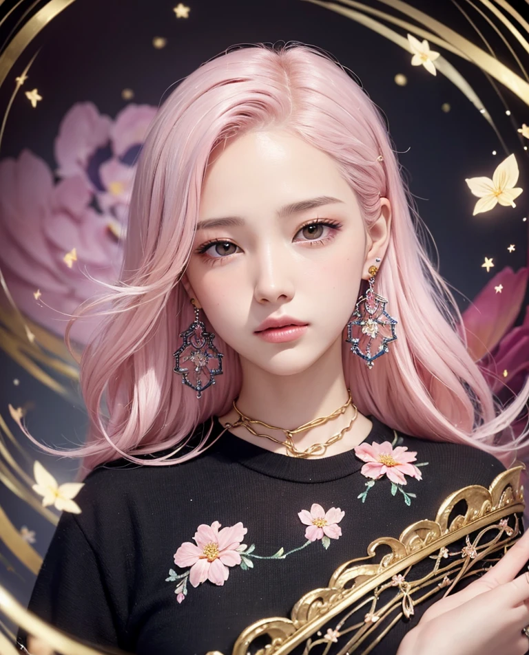 (masterpiece, highest quality, highest quality, Official Art, Beautiful and aesthetic:1.2), Black Eyes, (highest quality, masterpiece painting:1.3), Immature woman, 16 years old, (Half Body Shot), masterpiece, Ultra-high resolution, (((night frame, A lot of star in the frame, round frame, A beautiful girl fits into the frame))), Decorative panel, Abstract art, (Side shot), (Photorealistic:1.0), ((Light pink hair)),Straight hair, Beautiful and black hair, 白くGlowing Skin, Picturesque, sketch, texture, 超A high resolution, alone, Beautiful woman, Very detailed, (Fractal Art:1.1), (colorful:1.1), (Floral:1.6), Most detailed, (Tangled:1.2), (Dynamic pose), (Abstract background:1.3), (Glowing Skin), (Many colors:0.8), (Earrings:1.4), (feather:0.9), FINAL FANTASY image
black hair