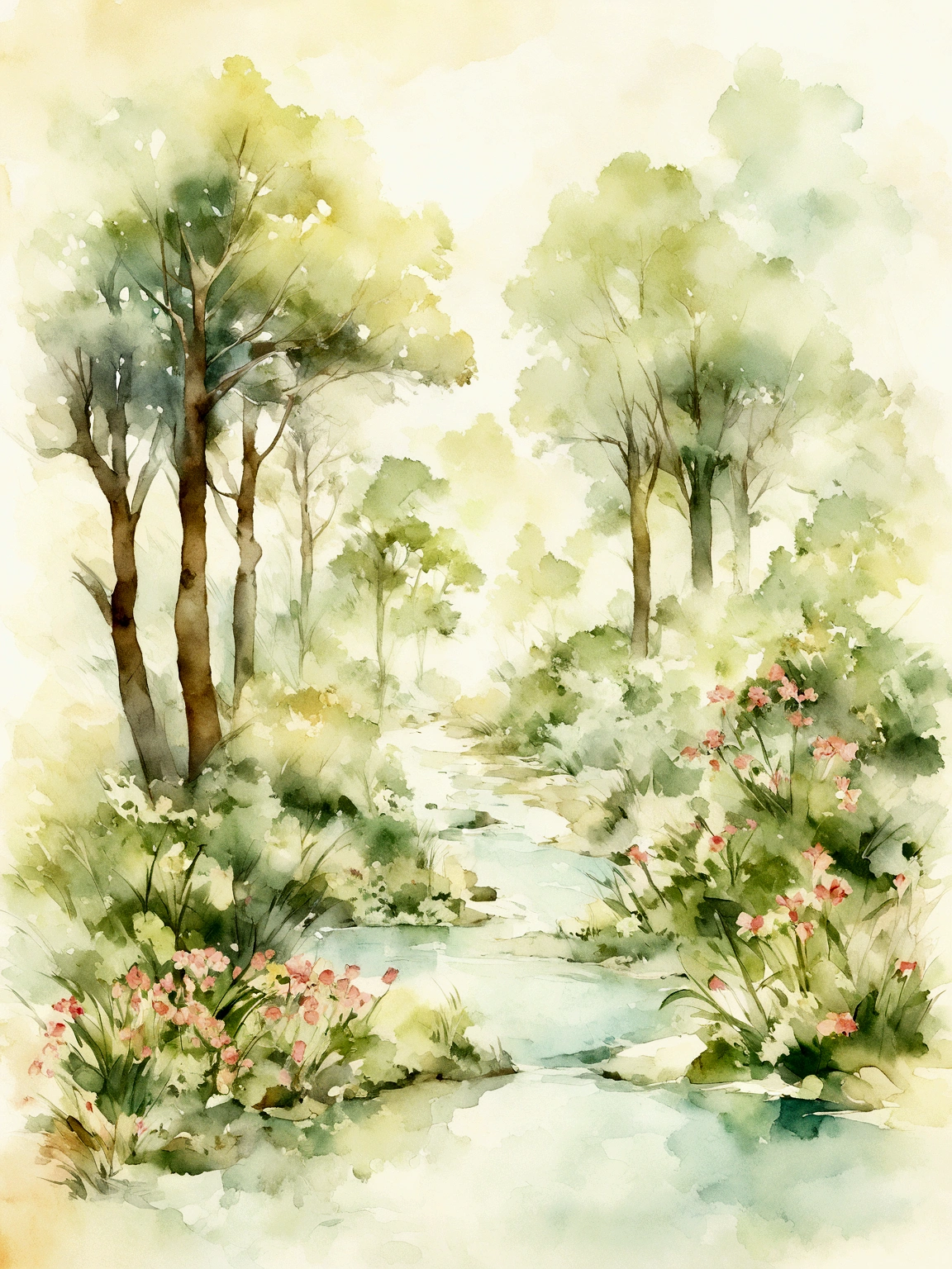 Transform this photograph into a watercolor-style drawing with clear lines. The image should capture the essence of the Cerrado biome, highlighting the local vegetation, landscapes, flowers, plants, and animals. Keep the details sharp, but apply a soft, watercolor texture. The illustration should have an artistic touch that highlights the natural beauty of the Serra do Espinhaço and the Serra do Cipó