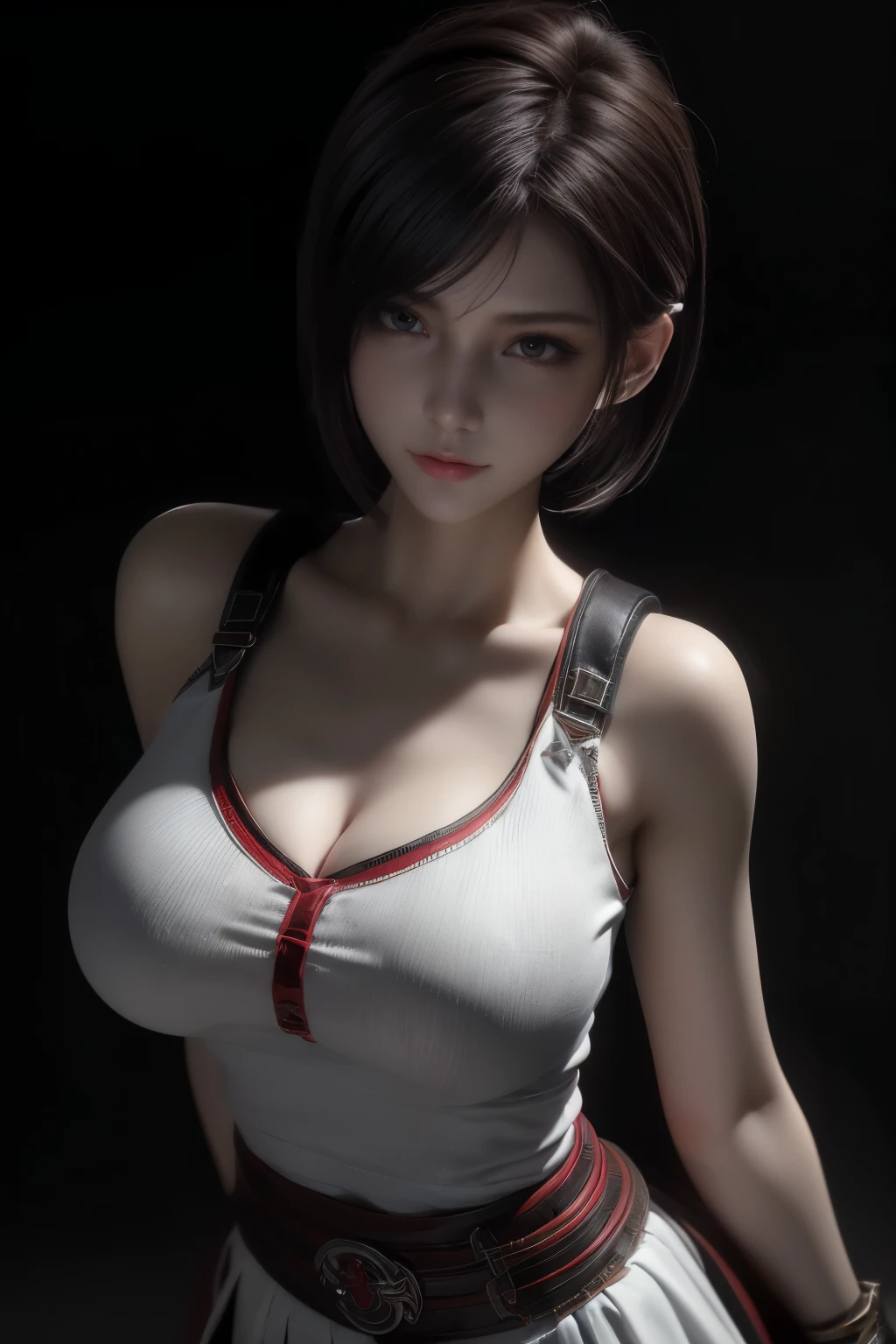 masterpiece,Game Art,Best picture quality,最high resolution,8K,((Above the waist:1.5)),(A bust photo),(portrait),(Head close-up),(Rule of Thirds),Unreal Engine 5 rendering works,(Digital Photography),(real picture:1.2),
20 year old girl,Short hair details,Long bangs,A face rich in detail,(The red eye makeup is carefully applied),(White，Red eyes with short hair,(Large target, Full breasts),Elegance and nobility,Brave and charming,
Reality, high resolution, 1 female, Solitary, Hip lift,ta clothing， beautiful eyes, White的頭髮, eye socket, Collared shirt,Black tie,Black skirt, pencil skirt, Fur coat