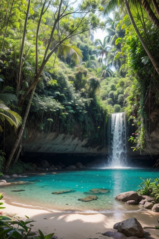 crie uma imagem de uma floresta tropical cheia de vida
