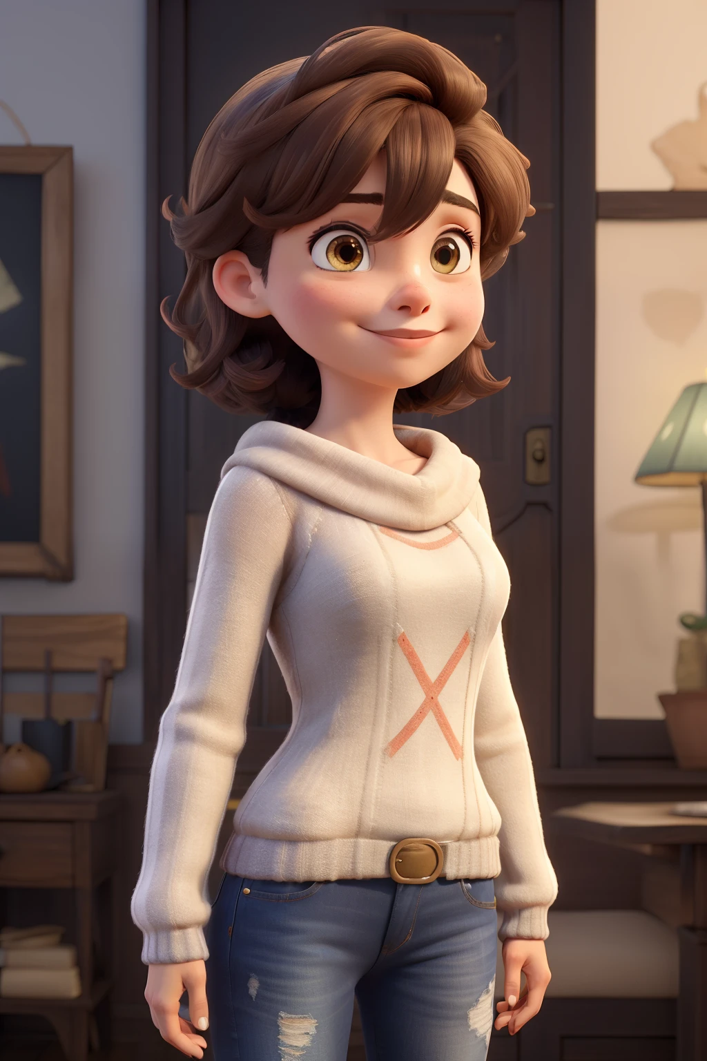 ((melhor qualidade)), ((Obra de arte)), (detalhado), 1 garota, shoulder to shoulder sweater,