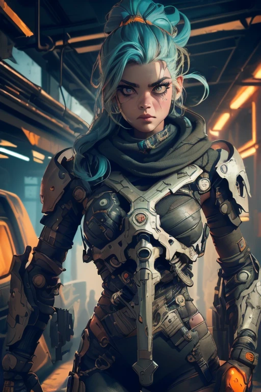 (((mulher))), (((melhor qualidade))), (((obra prima))), (((adulto))), (((1girl))), ((( corte de cabelo bob ))), A highly detailed and realistic skull girl,( Anya. Taylor Joy) cyberpunk character, mad max furiosa, one hand robot, cyborg arm, orange hair, dramatic metal heavy rock theme, best quality, 8k, hyperrealistic, photorealistic, extreme detailed painting, studio lighting, vivid colors, dark moody atmosphere, cinematic, dramatic pose, intricate mechanical details, glowing energy effects, intense gritty textures, seamless integration of organic and inorganic elements. Wearing the used clothes of a wastelander. Background: An apocalyptic wasteland. Dusty and depressing., sexy pose, walking
