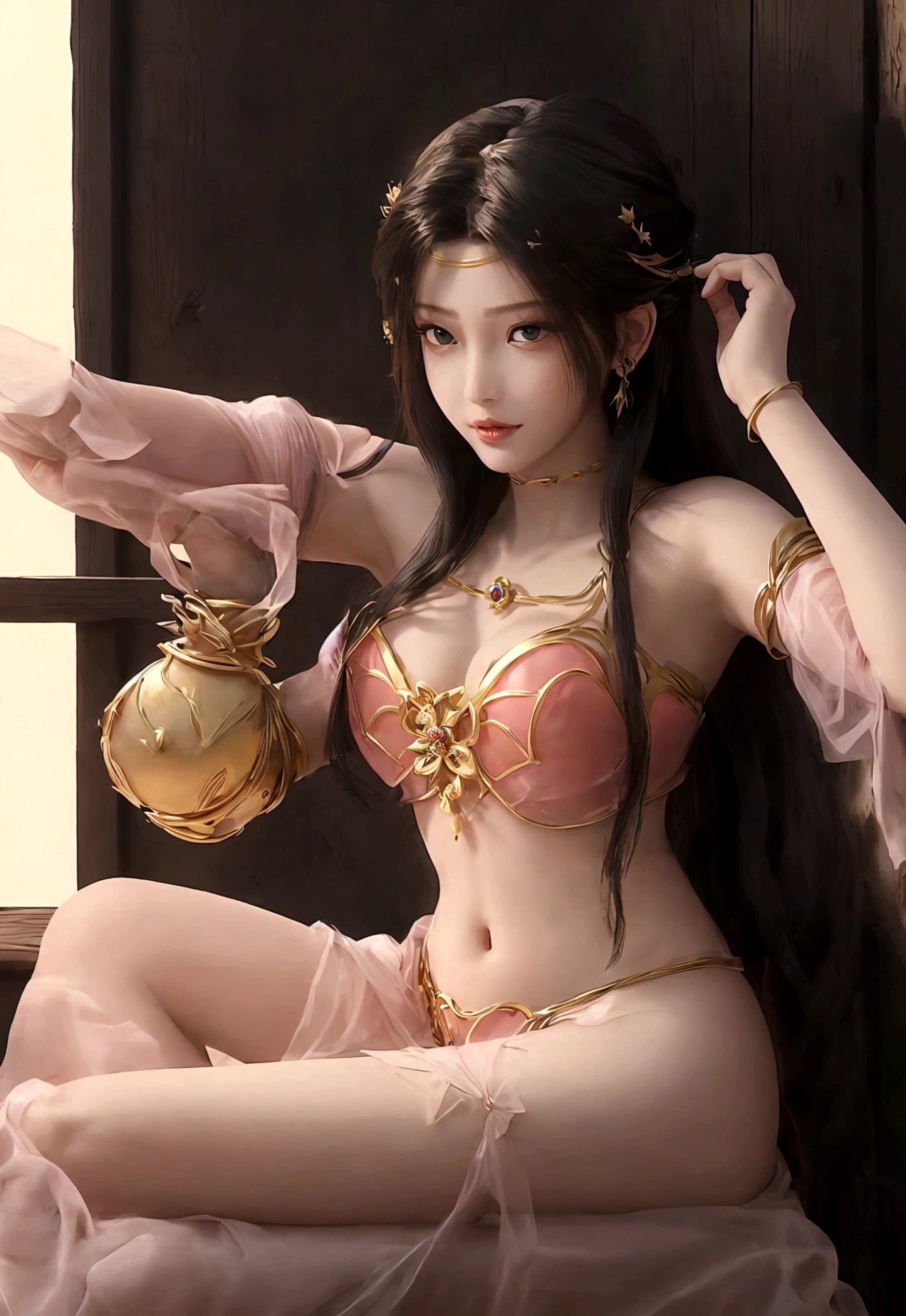 [[[[Tortoise Shell Binding]]]]Fashion model 40 years old [[[[Features]]]], [[[[Seductive expression]]]], [[[[bShoulder]]]], [[[[海莱格Long legs]]]] Black jewel-like eyes, Perfect lips，Perfect Teeth，Perfect skin，Soft headlight，HDR，girl，casual，（Pastel colors：1.2）, milf，Sexy beautiful middle-aged woman wearing a very narrow strap deep V sexy gold women&#39;s armor，深 V Split to navel, 巨Large target山雀充滿了牛奶，Lifting clamps, Gold Deep V Slit Women&#39;s Saint Seiya Armor，Split to navel, Openwork transparent, [[[[Tortoise Shell Binding]]]]，（Wear transparent diapers，Long legs，Sexy crystal slippers1.8），crown, Beautifully patterned hair accessories, Headdress, Purple lips, Thin and beautiful lips,Smile, Bohemian style , Detailed winks and kisses, Detailed background, Super Detail, Clear face , Shoulder-length hair, Beautiful symmetrical face, Large target, Round eyes are very beautiful and delicate,Gold Deep V Slit Women&#39;s Saint Seiya Armor ，Split to navel, Mysterious Makeup,Wear a leather skirt， 巨Large target山雀, 巨Large target的乳房, Large target屁股, Flat Belly, Perfect lines and full body curves,Sexy barefoot， Portrait of mature beautiful sexy middle aged woman, Full body portrait。photography，是RAW格式的专业photography，Glamour photos，Portrait Photos，（Practical,photo-Practical:1.37),(masterpiece:1.8),(best quality:1.2),16K,(Blurred background:1.2),(Bokeh:1.2),35 mm:1.2,wide angle,High Angle:1.2， [[[[Metallic luster]]]]