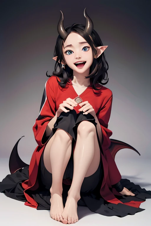 (masterpiece, highest quality)、e girl demon、Pointy Ears、Horns growing from his head、Canines are a little long、Not scary、lovely、head to feet、