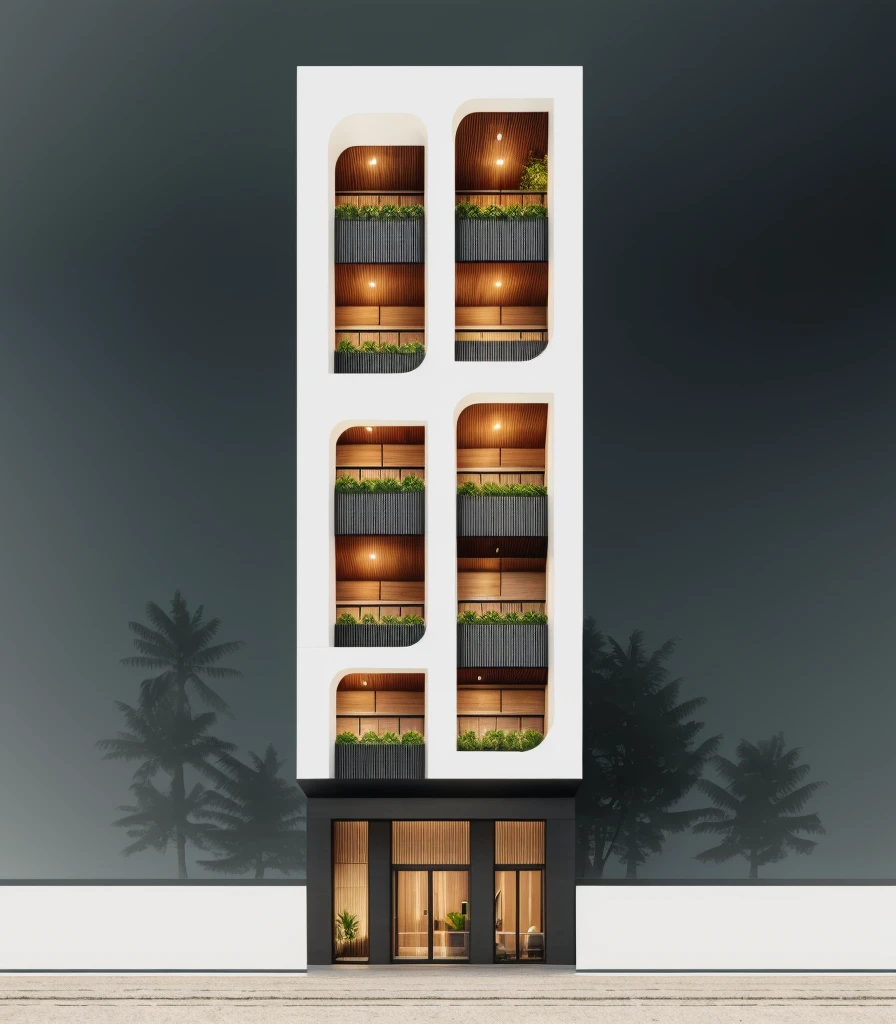 1 morden villa with, main material of villa about white wall and (black wooden cladding:1.2), main material by white wall and wood, 1large yard, 1 road runs in front of the house, (RAW photo, real, best quality, masterpiece:1.2), look morden minimalist, 1 road in front of the house, dynamic lighting:1.3, (hyper realistic, photo-realistic:1.2), high quality, (dark lighting:1.2), perfect lighting, archdaily, no human