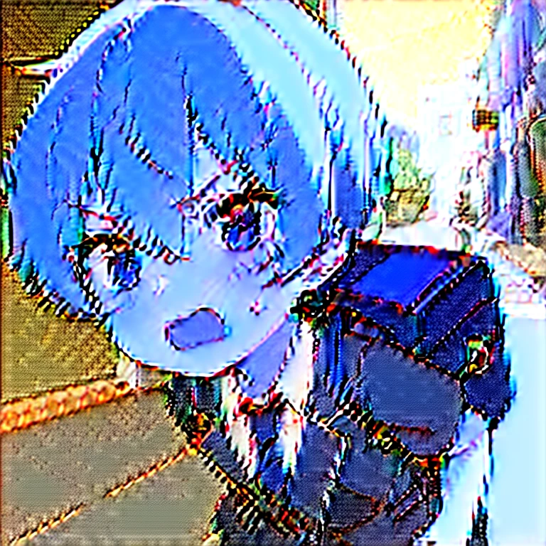 Boys,cute,Looks like a primary school student,Carrying a red schoolbag,Wearing a school uniform with a tie,Coffee-colored hair,Red eyes with murderous intent,Mouth downwards looking unhappy,Walking down the street, it looks like I'm going to school,black shorts