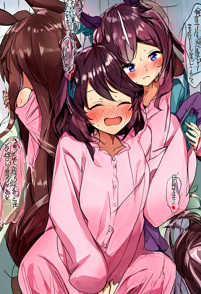 Mejiro perm、、naked、(blush:1.5)、Laugh shyly、pajamas、