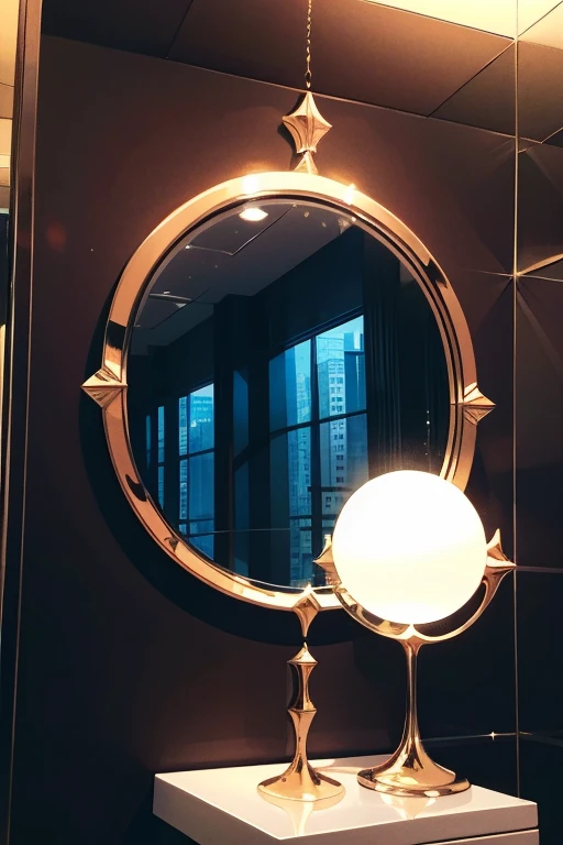 A perfect sphere floating in space(mirror), 48th Street, New York,