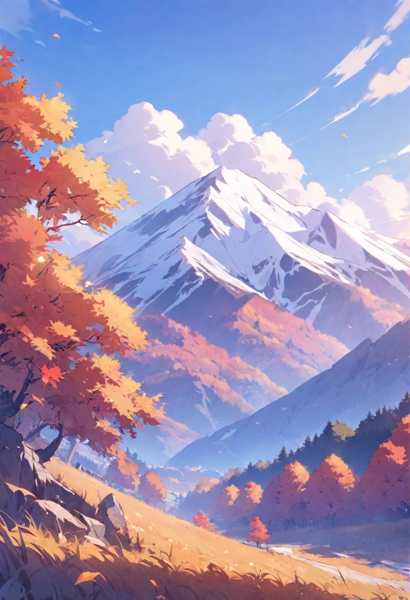autumn, Mountain, blue sky, vibrant colors