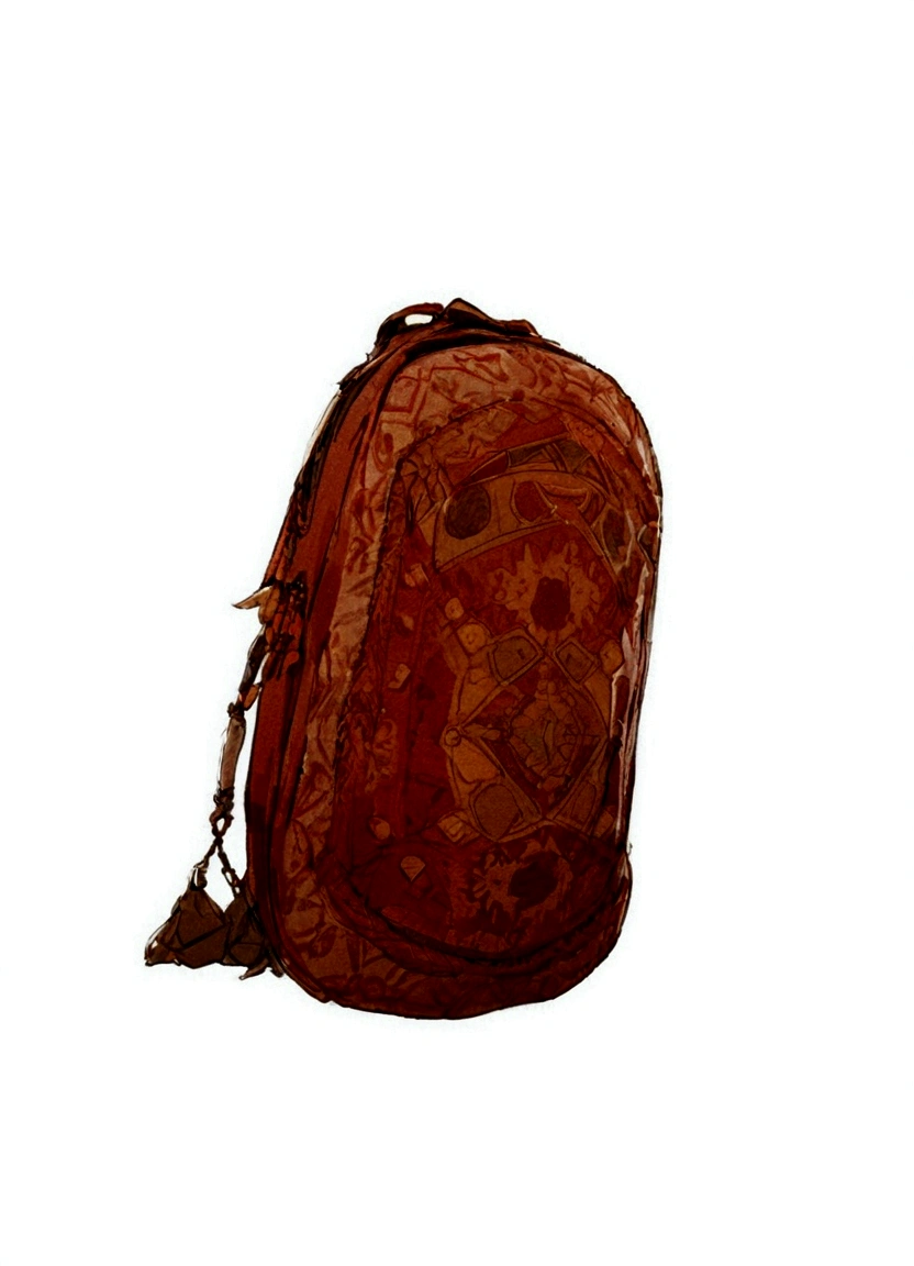 a close up of a bag with a handle on a white background, decadent, nilah, a backpack, tribal yurta, at sunrise, shot on 1 6 mm, in a medium full shot, at sunset, maroon, backpack, medium, 14th century, n - 9, n- 9, n-9, n -9, nomad