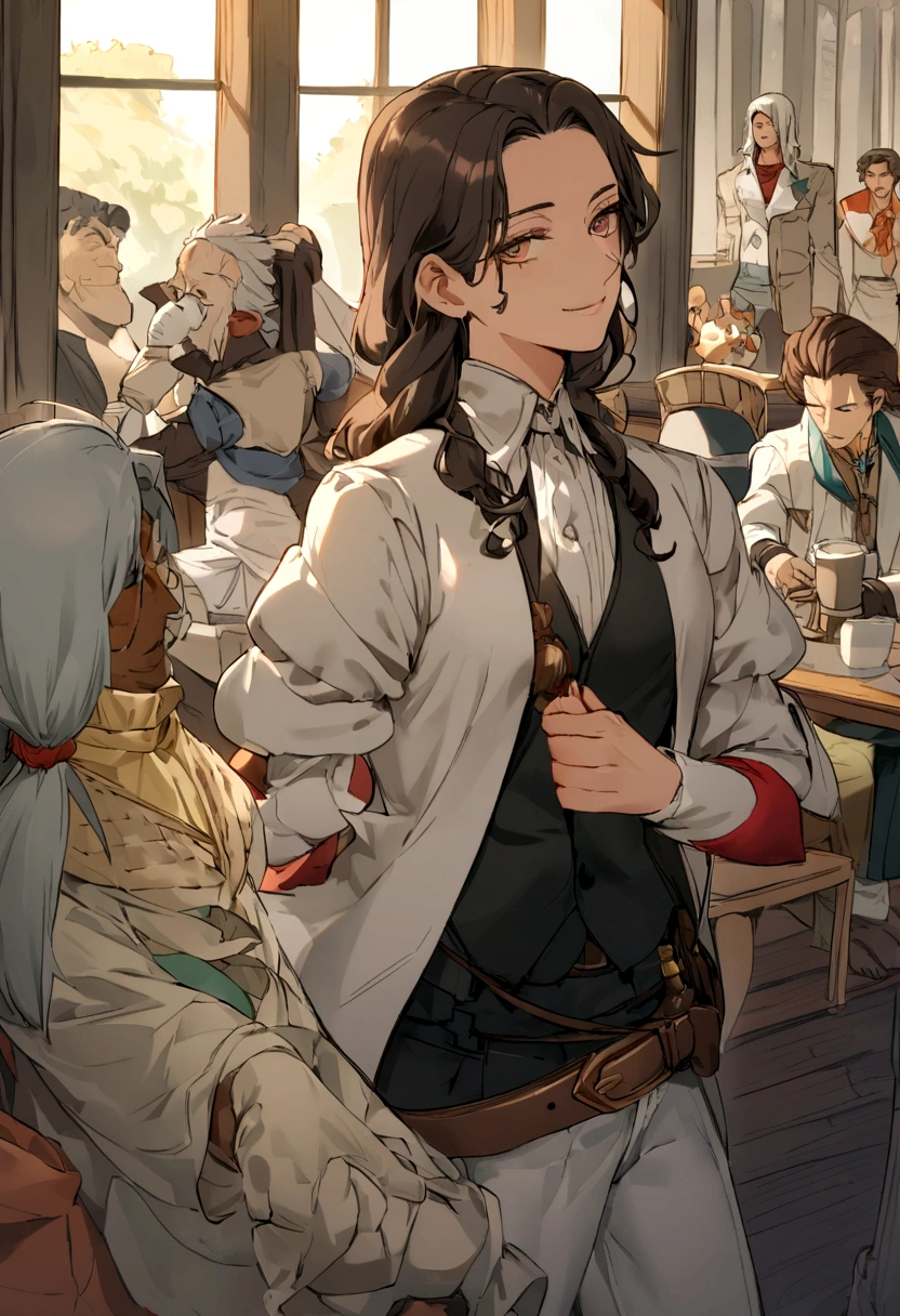 Releitura da obra "Candido Portinari, coffee farmer" mantendo todos os personagens. introduzindo em uma sala de aula