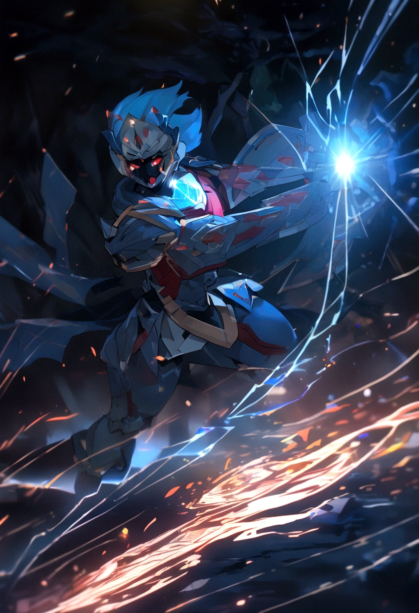 (Blue draft:1.4),(Kizi,Aqua blue hair,Red pupils,hooding,Tarot elements),( reasonable design, Clear lines, High sharpness,Best quality, Very detailed, Masterpiece, movie light effect, 4K )