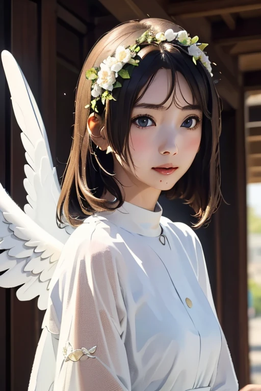 (masterpiece, highest quality), Cute single women、Cute Girls、Cute angel:1.5、White、Has wings、to worry unnecessarily、