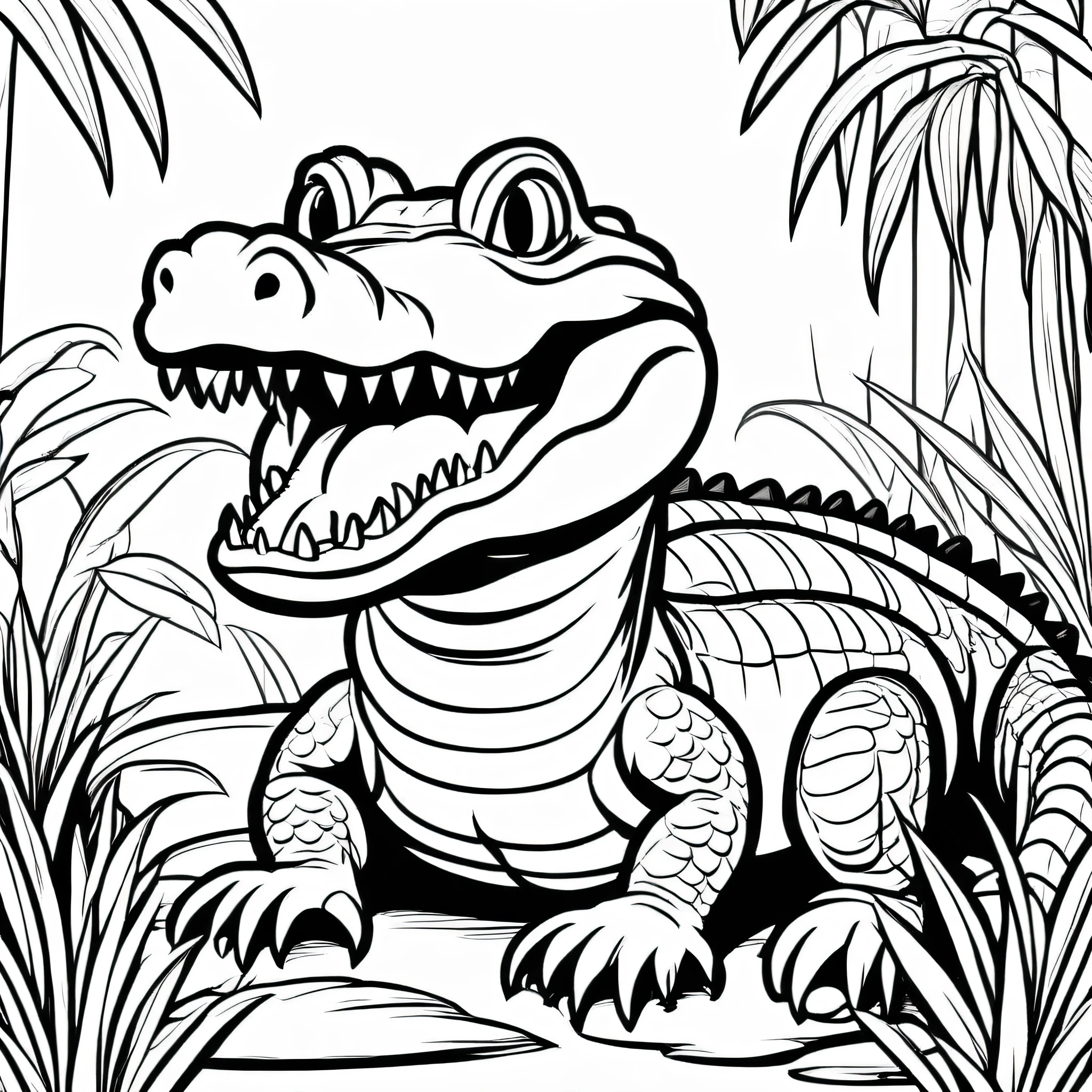 A cute American Alligator, cartoon, Coloring Book, ColoringBookAF,