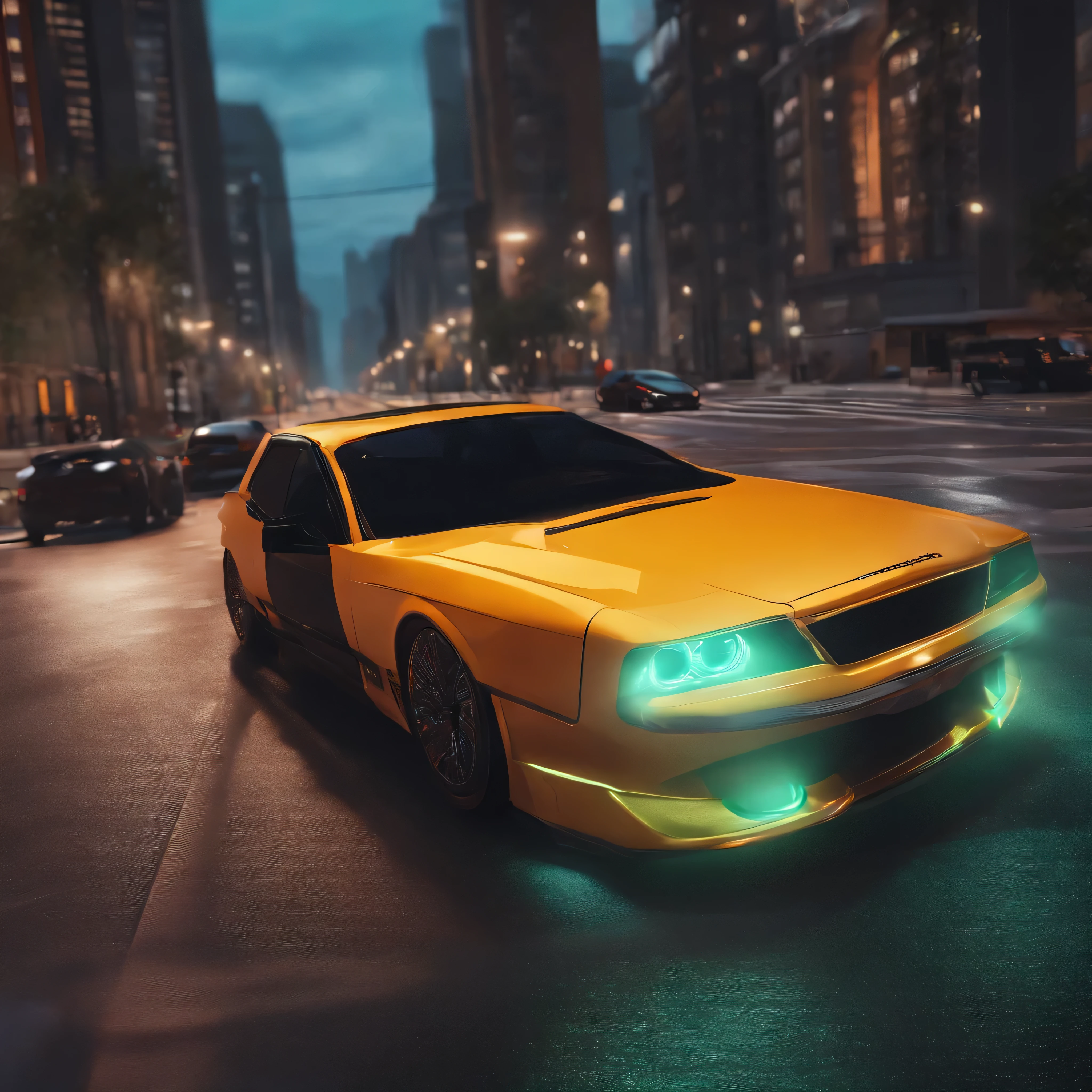 Drow doge chalanger car with anime skin in city