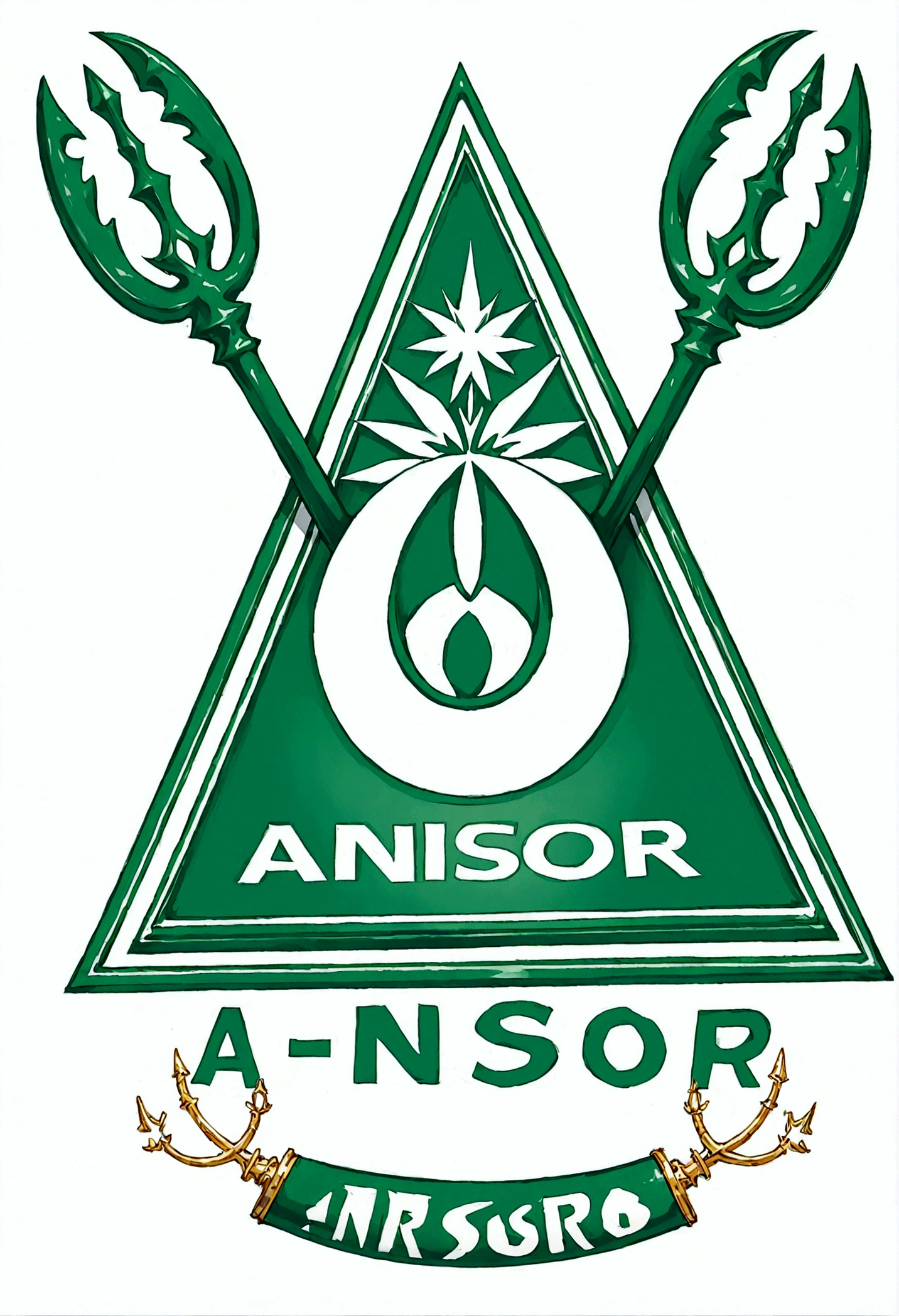 The Ansor logo uses a trident with green writing on a white background