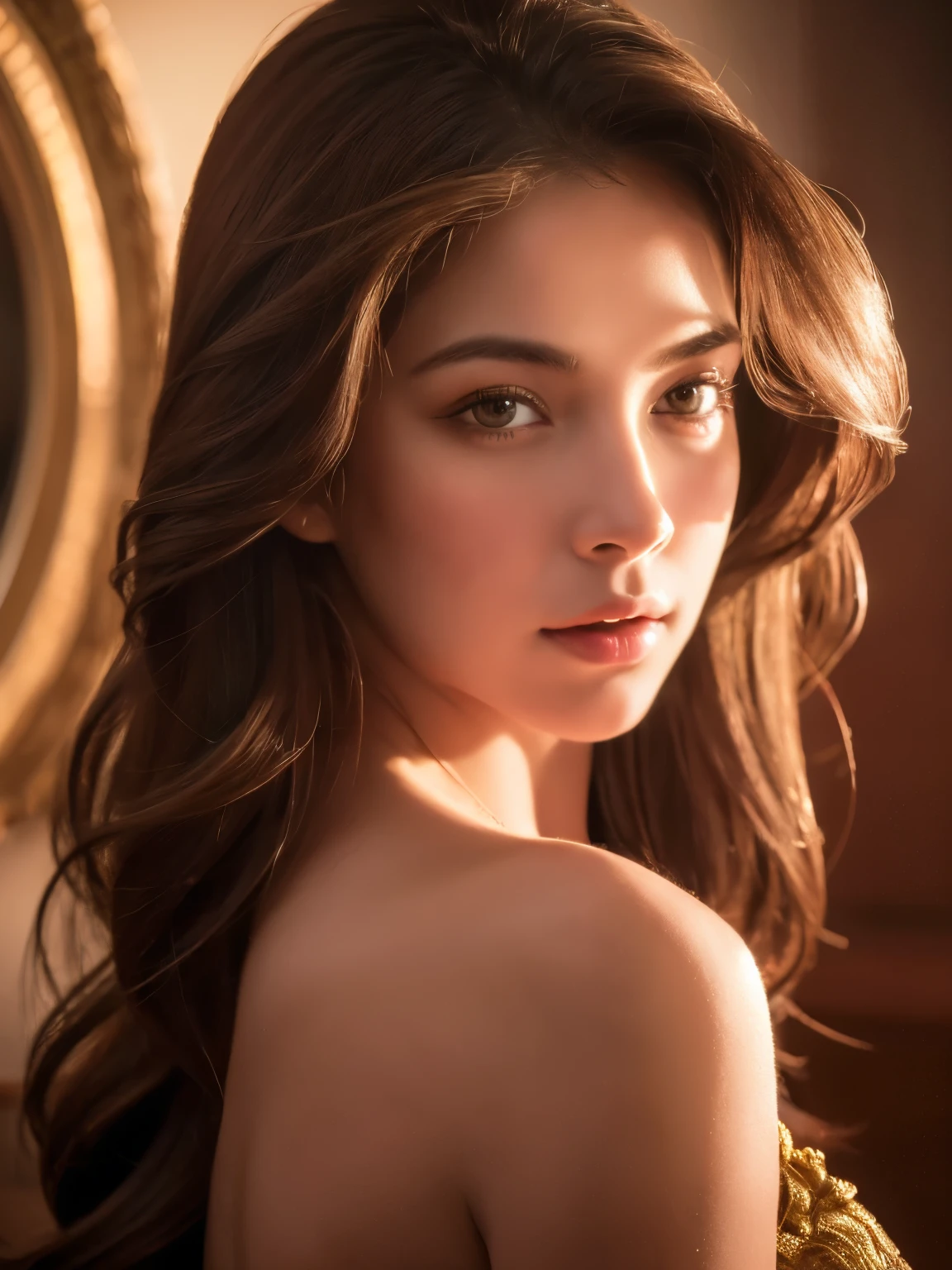 In a classical art portrait painting, a is depicted enticingly with a feather. The portrait showcases exquisite details of the subject, including their expressive eyes and captivating lips. The medium of the artwork is (Academic Art:1.4), referencing the traditional academic style of painting. The painting exhibits impeccable quality with emphasis on best quality, high resolution (4k, 8k), and ultra-detailed rendering. The art piece exudes a realistic and photorealistic (photo-realistic:1.37) aesthetic, highlighting the artist's mastery. The scene is illuminated with studio lighting to enhance the visual impact. The colors are rich and vibrant, enhancing the overall composition. The artwork is inspired by renowned painters such as Eugene De Blaas, John William Godward, and Bouguereau.