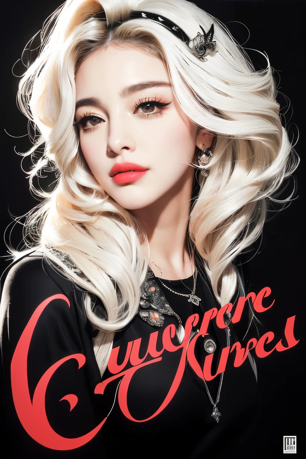 Black and white illustration of a woman with curly hair, Cruella the devil, Craola style portrait, Writer : Andrée Ruellan, Amelia Pelaez, Sandra Chevrier(Sandra Chevrier)Works inspired by, 그레테 스턴Works inspired by, Arabella Rankin, 조르지오 카발론Works inspired by, Drawn in neo-noir style, Detailed portrait of Madonna